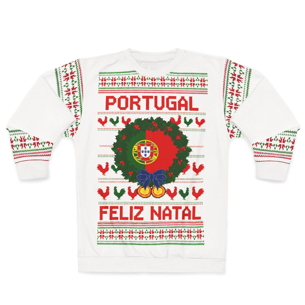 Portugal Feliz Natal Sweatshirt — Christmas Wreath Portuguese Holiday Sweater