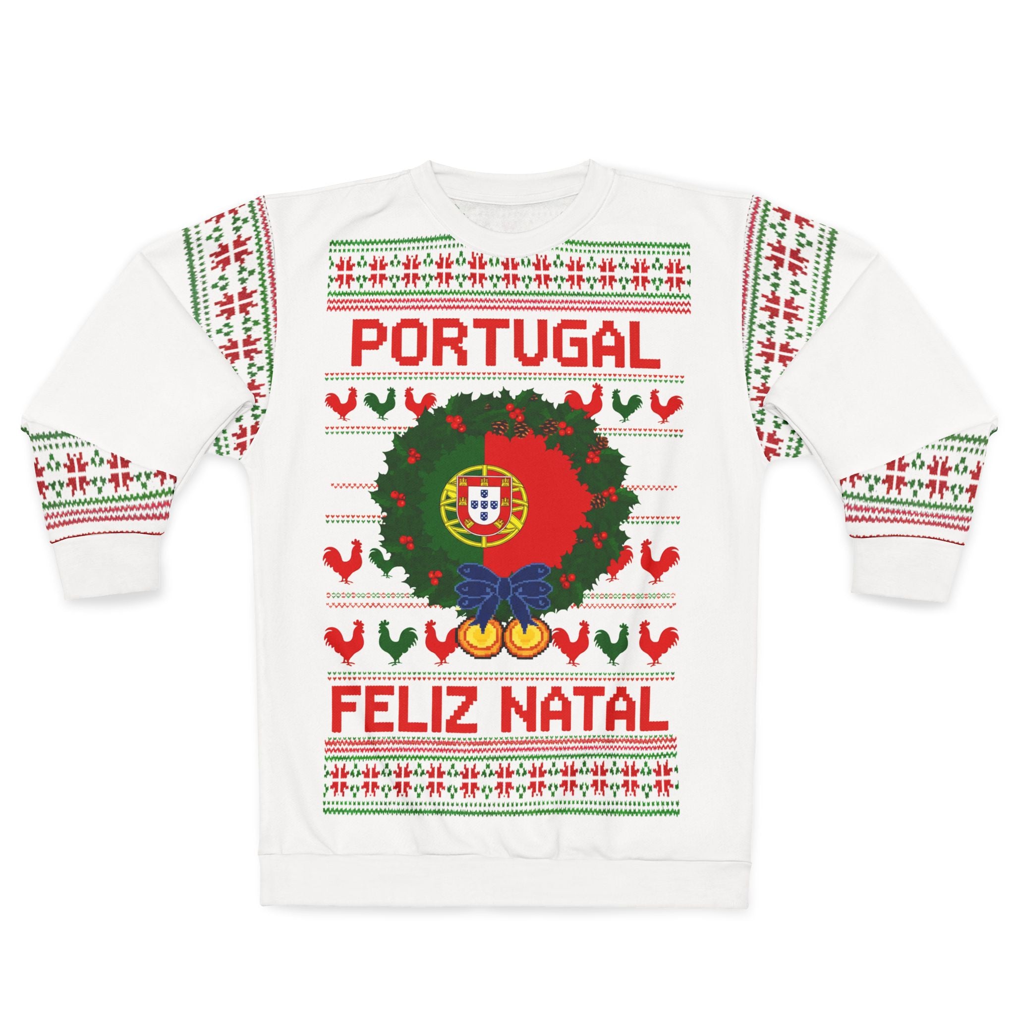 Portugal Feliz Natal Sweatshirt — Christmas Wreath Portuguese Holiday Sweater