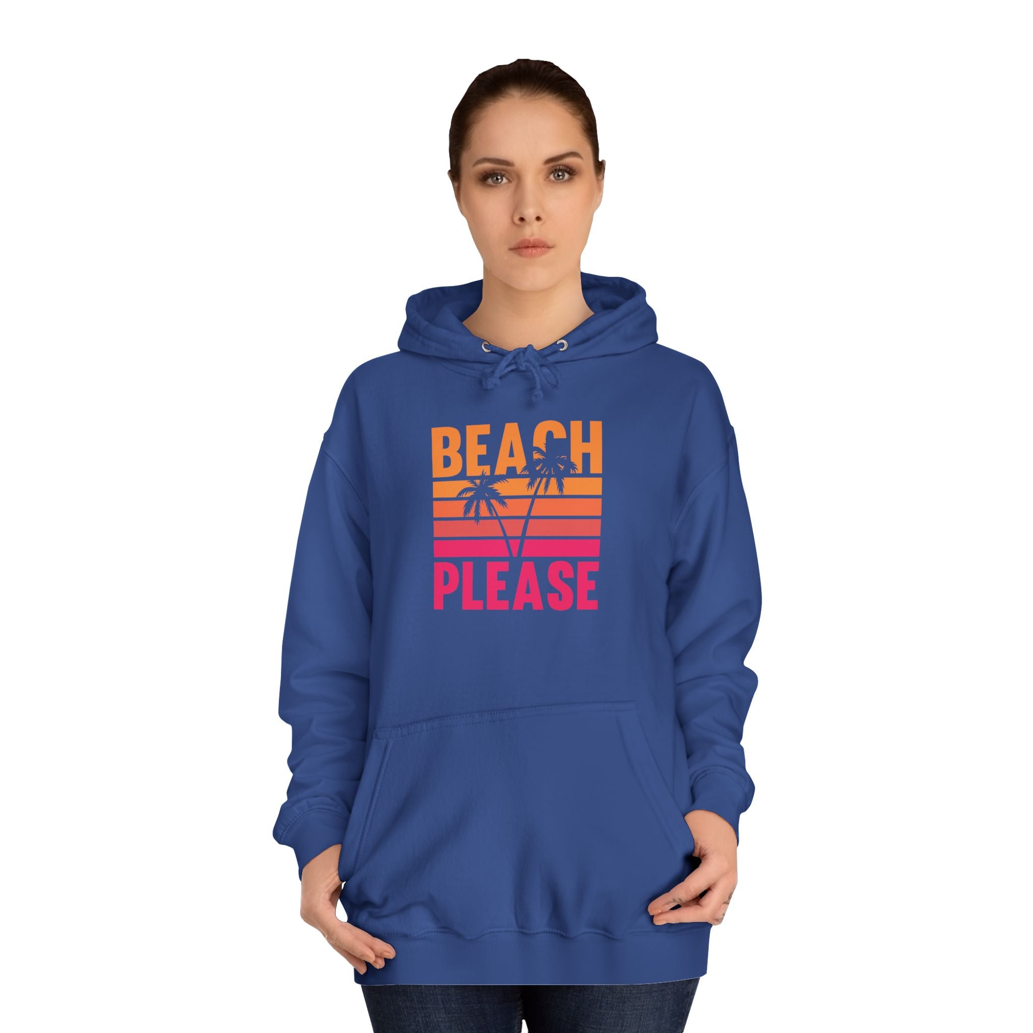 Beach Please Hoodie, Unisex College Hoodie, Summer Vibe Sweatshirt, Perfect for Beach Lovers, Great for Vacations, Gift for Friends
