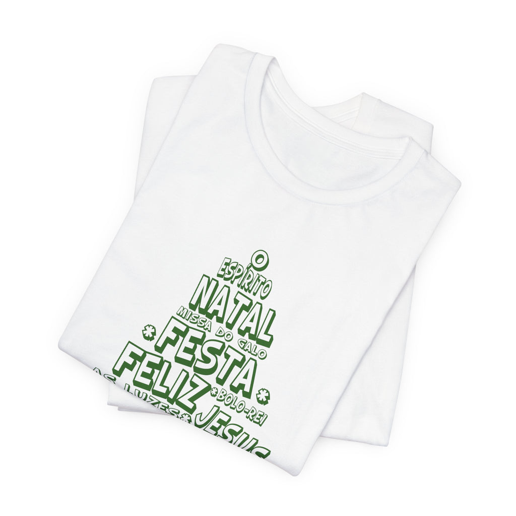 Portuguese Christmas Tree Typography Tee – Feliz Natal Portuguese Holiday T-Shirt