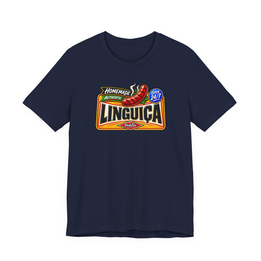 Linguica Sausage Vintage Label Tee — Homemade Authentic 24/7 Graphic T-Shirt