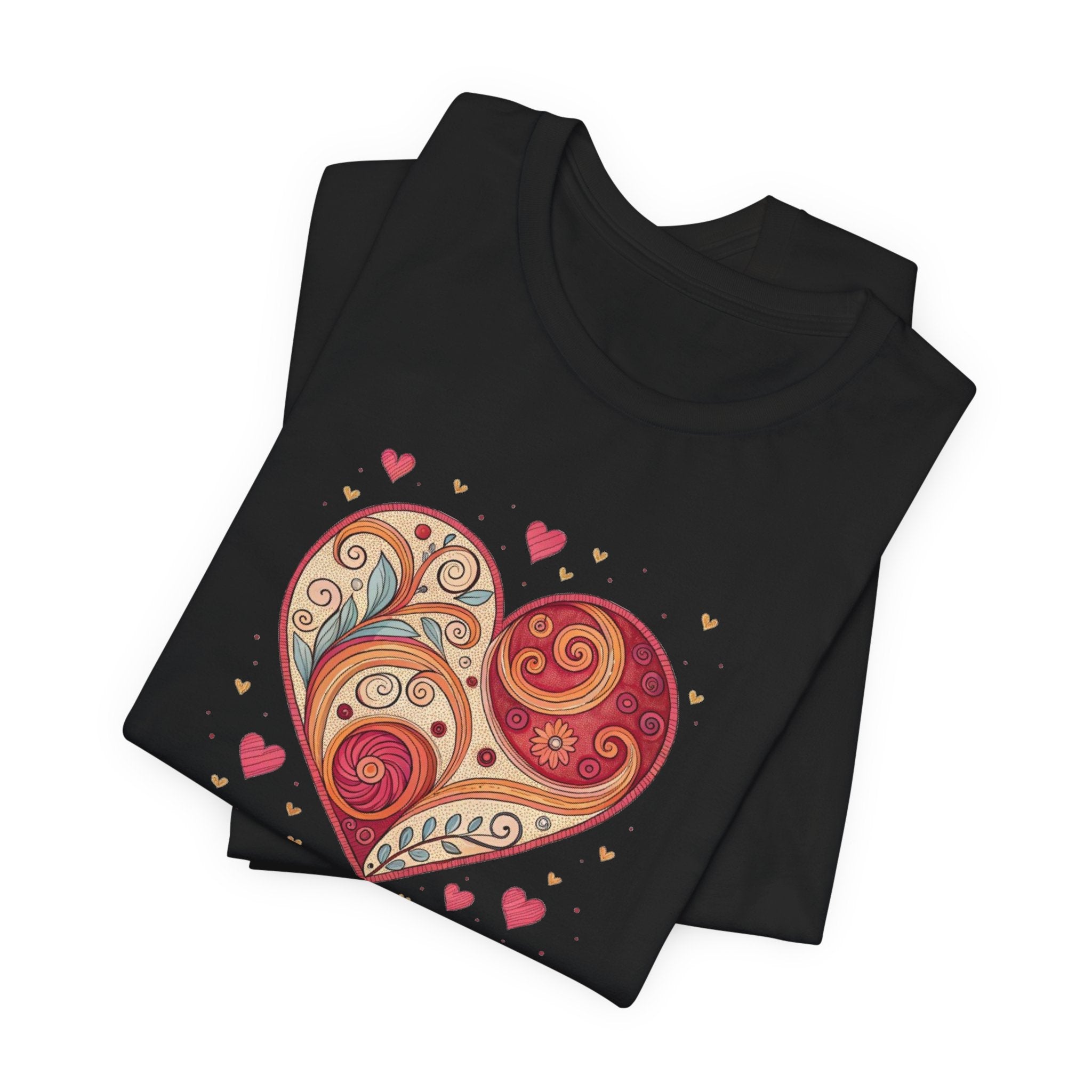 Heart Paisley T-Shirt — Boho Floral Love Tee for Valentine’s Day
