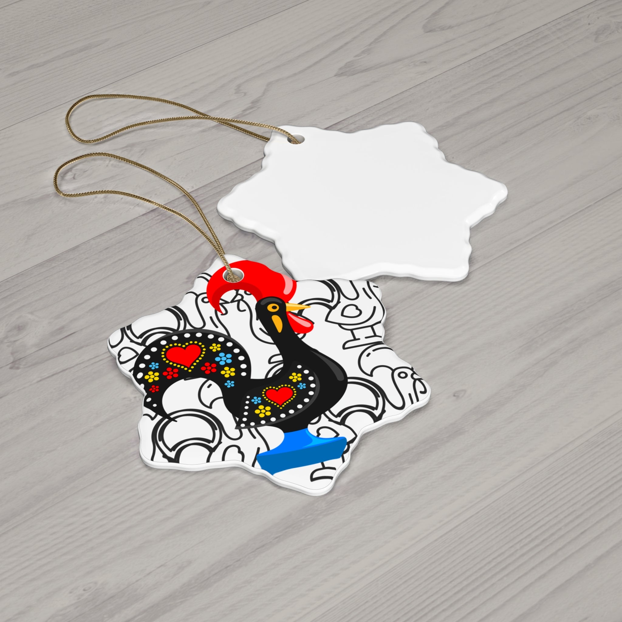 Colorful Barcelos Rooster Ceramic Ornament Set