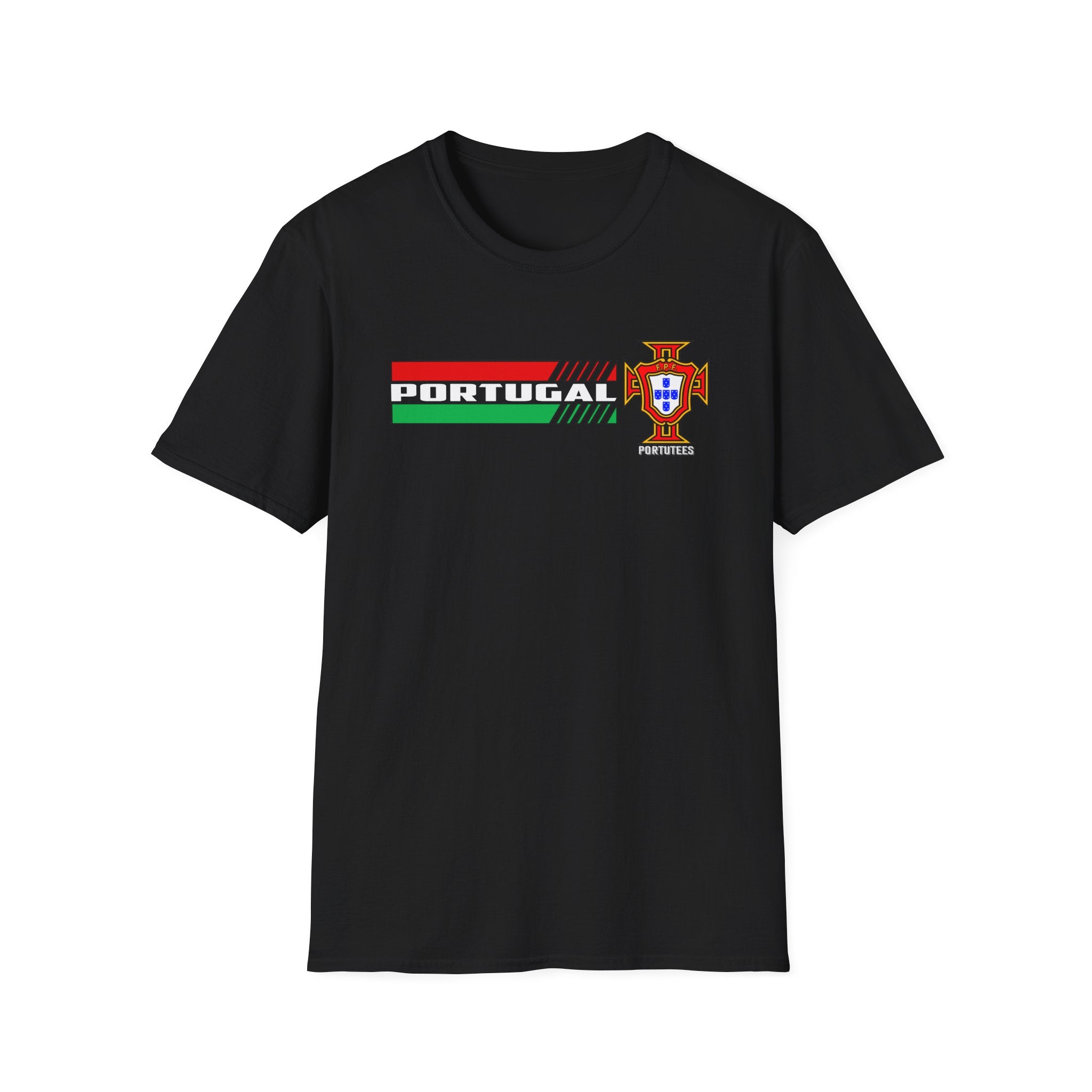 Portugal Soccer Retro Stripe T-Shirt — Portuguese Crest Football Soccer Tee