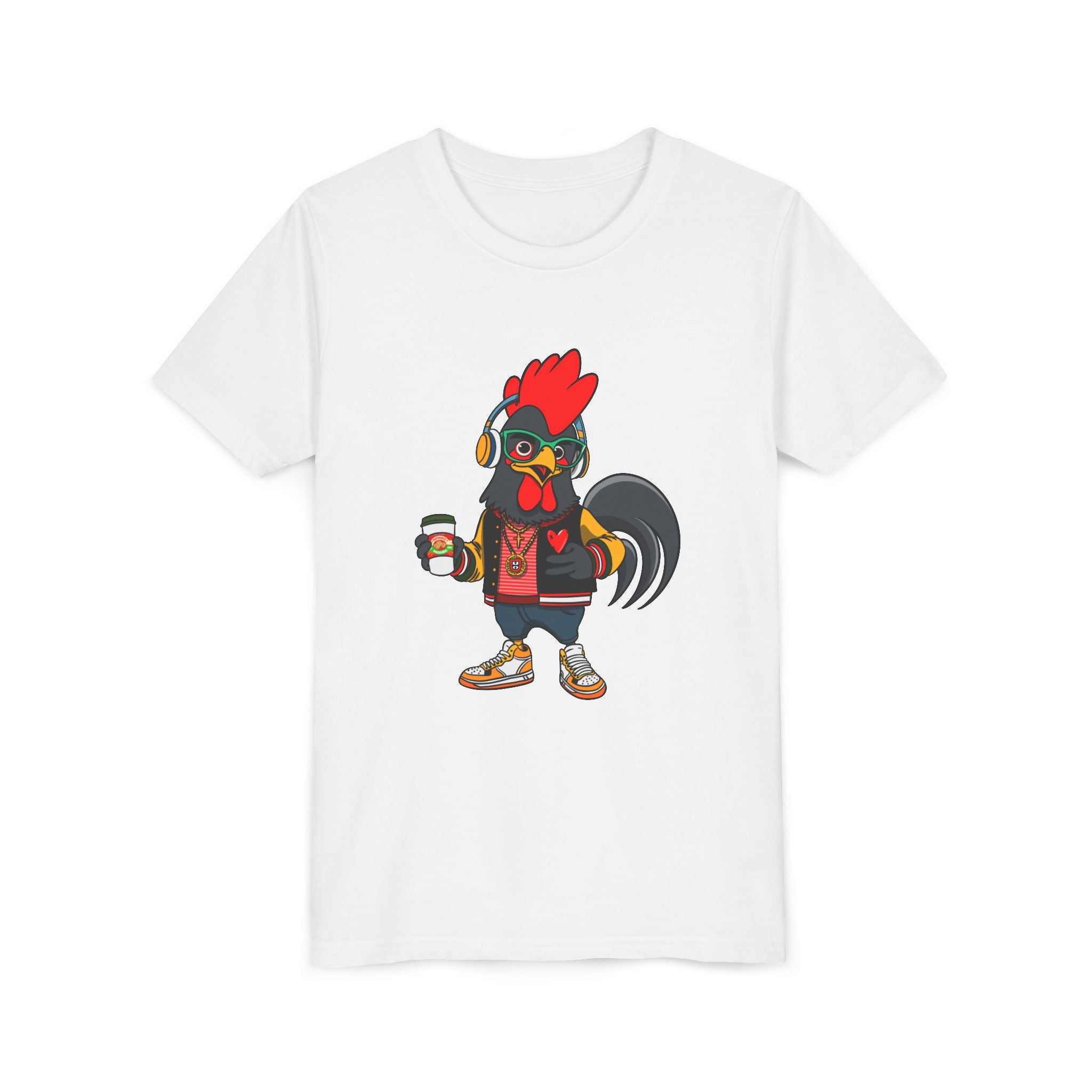 Hipster Rooster Character Youth Tee, Hipster Kids T-Shirt, Fun Animal Graphic Tee, Perfect for Birthdays and Gifts, Summer Style
