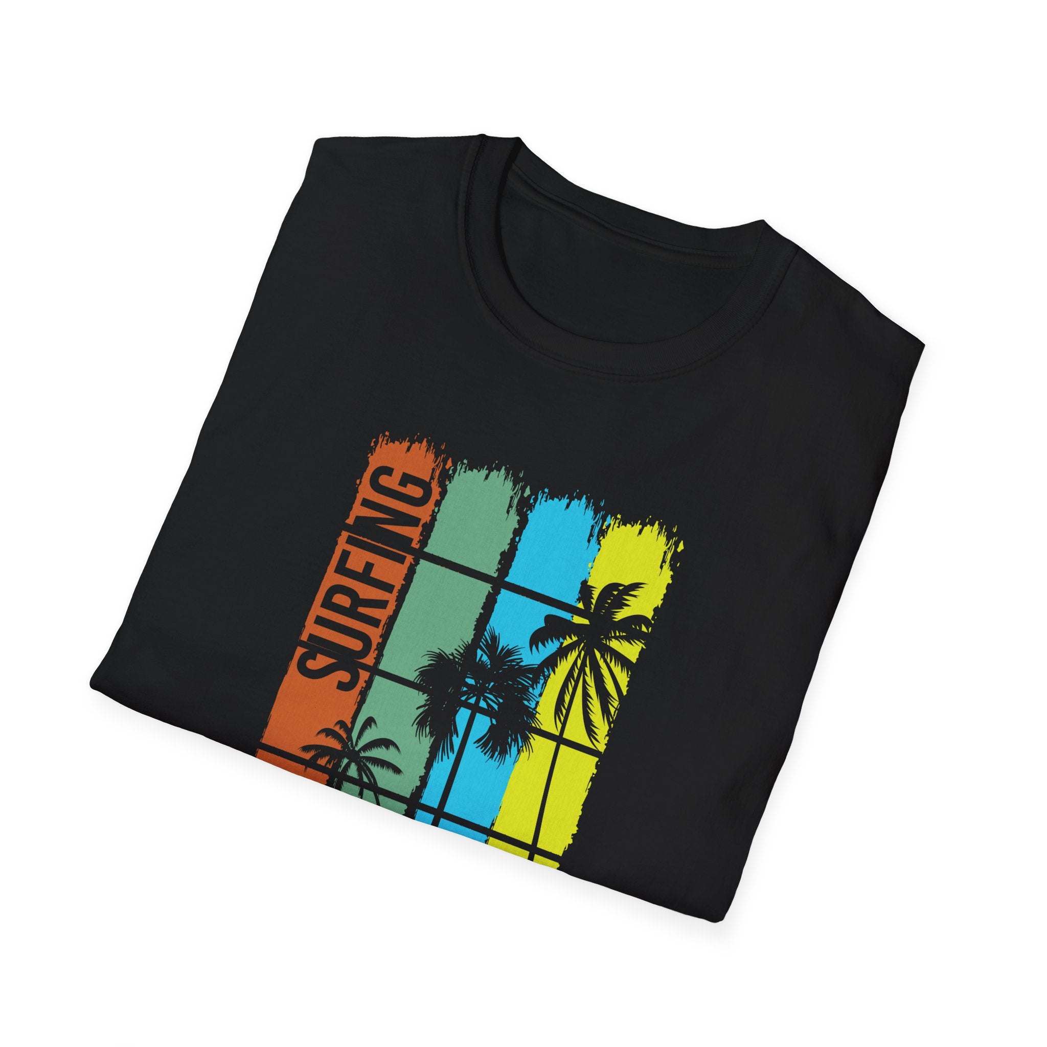 Surfing Vibes Unisex Softstyle T-Shirt, Relaxed Beachwear, Summer Fashion, Vacation Apparel, Perfect for Surf Lovers, Gift for Travelers