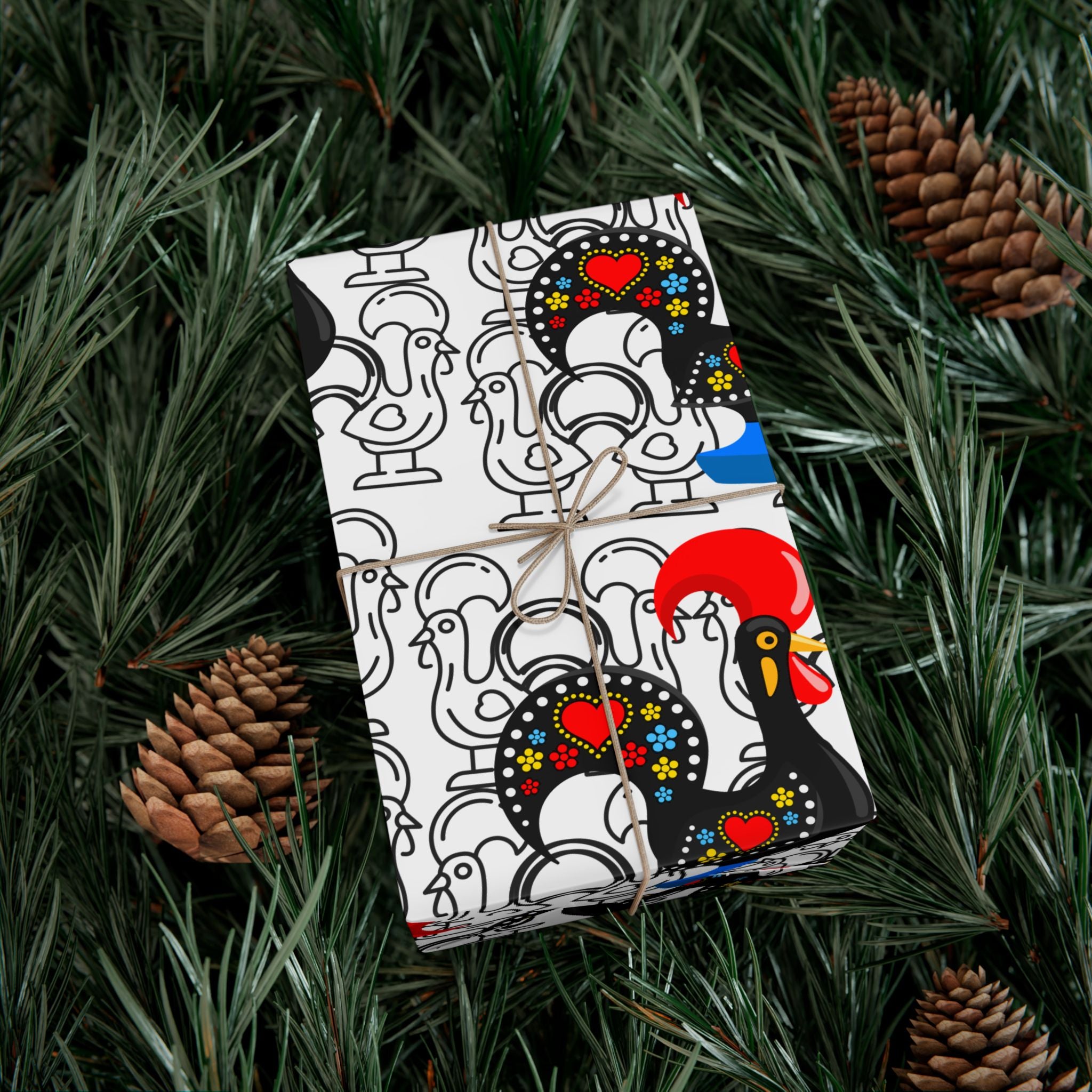Festive Barcelos Rooster Gift Wrap Papers - Stylish and Playful Wrapping for All Occasions
