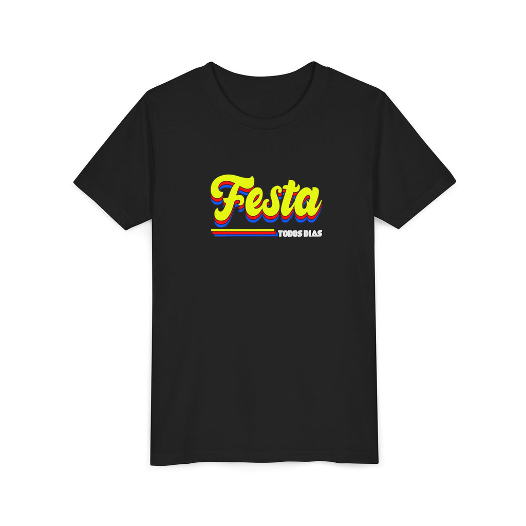 Festa Youth Tee — Bright Retro "Festa Todos Dias" Kids Shirt