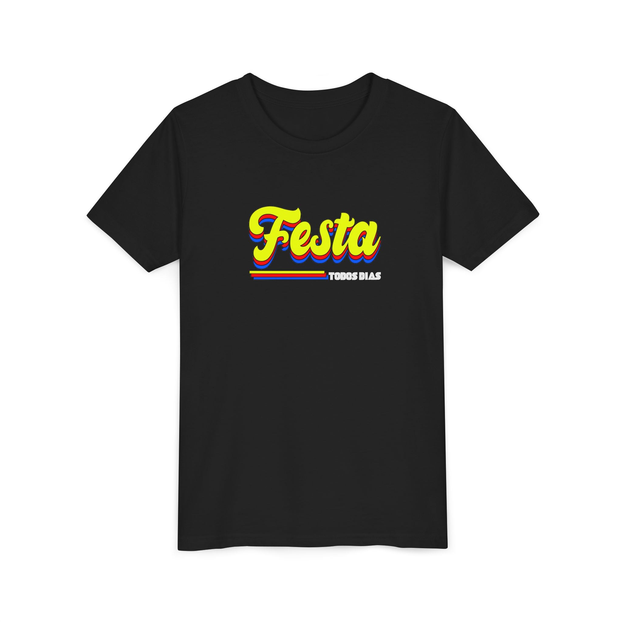 Festa Youth Tee — Bright Retro "Festa Todos Dias" Kids Shirt