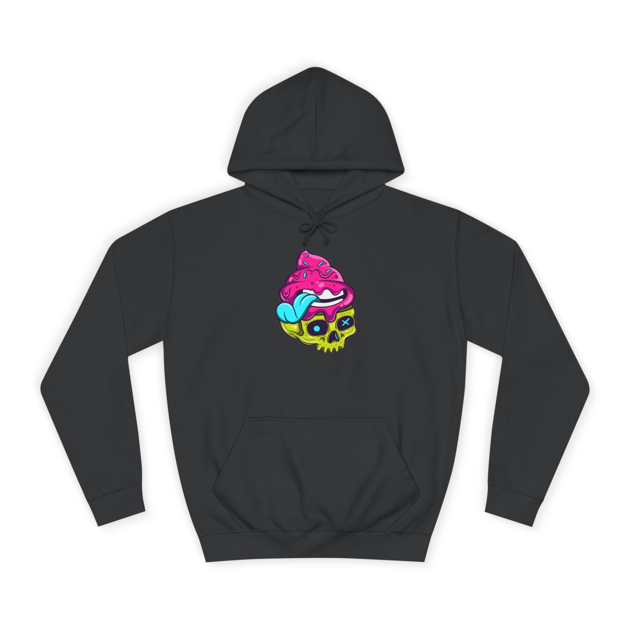 Colorful Skull Ice Cream Unisex College Hoodie, Trendy Streetwear, Casual Gift for Students, Halloween, Unique Fashion Statement