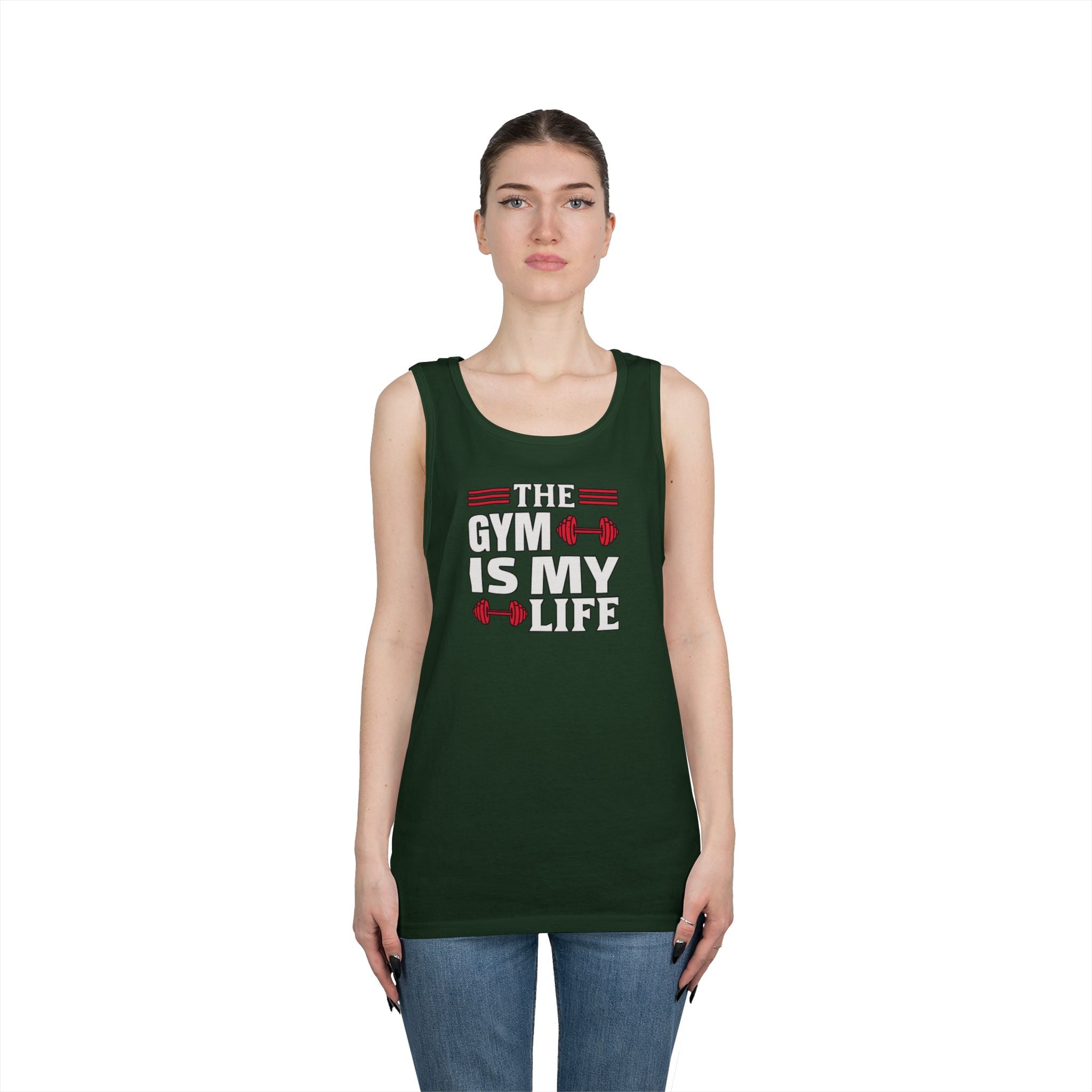 The Gym Is My Life Unisex Heavy Cotton Tank Top, Workout Shirt, Gym Apparel, Fitness Gift, Casual Wear, Athletic Tank