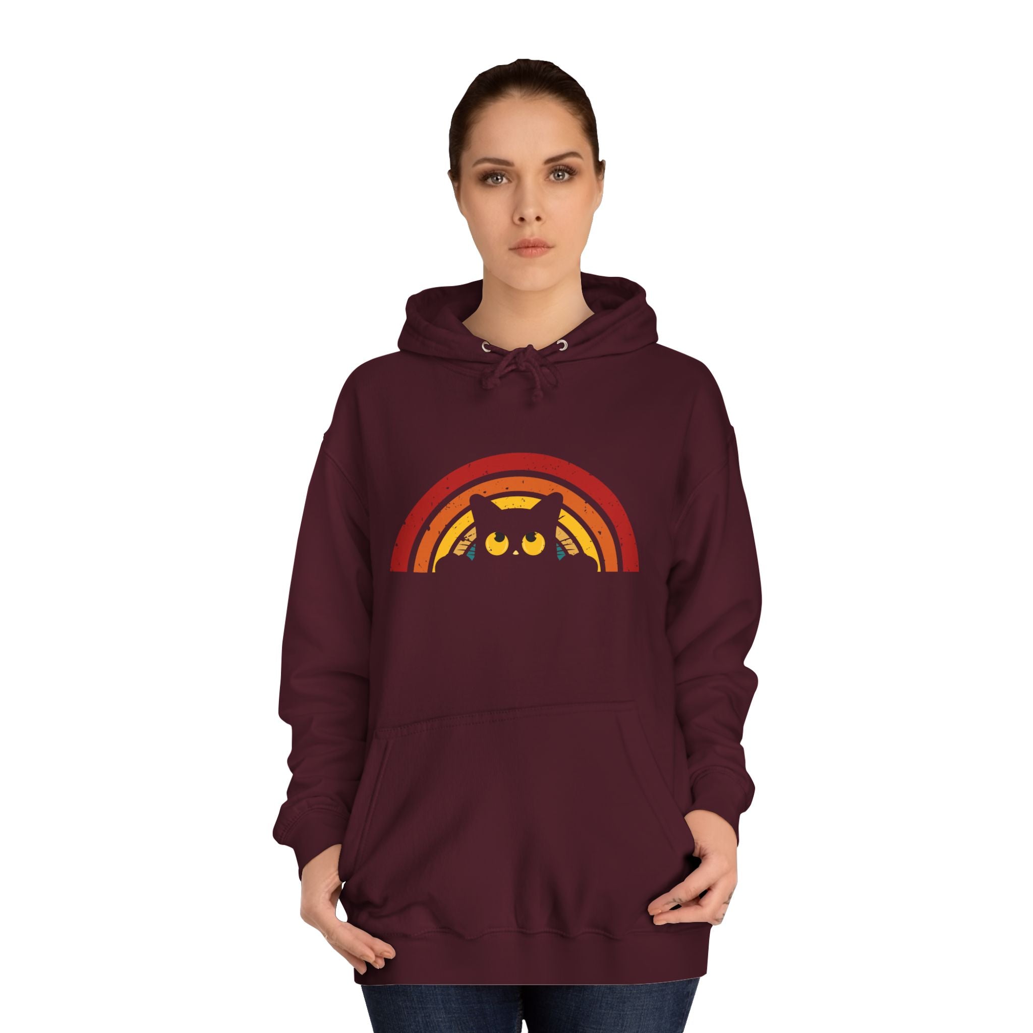 Cozy Rainbow Owl Hoodie, Cute College Sweatshirt, Unisex Gift, Fall Favorite, Nature Lover Apparel, Perfect for Students