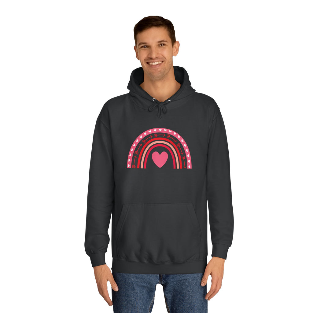Colorful Heart Rainbow Hoodie, Unisex College Spirit Wear, Cozy Sweatshirt for Students, Cute Gift for Her, Valentine's Day Apparel