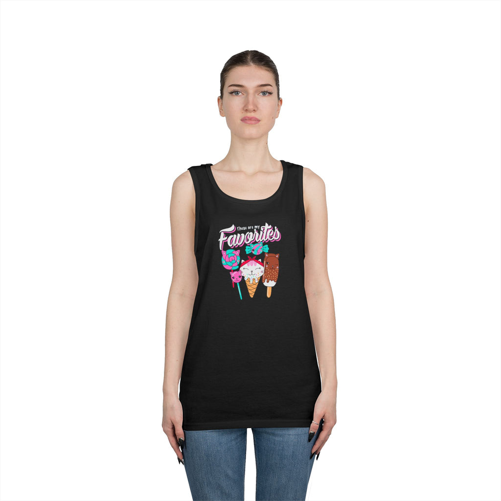 Ice Cream Favorites Tank Top, Summer Sleeveless Tee, Unisex Cotton Muscle Shirt, Ice Cream Lover Gift, Beachwear