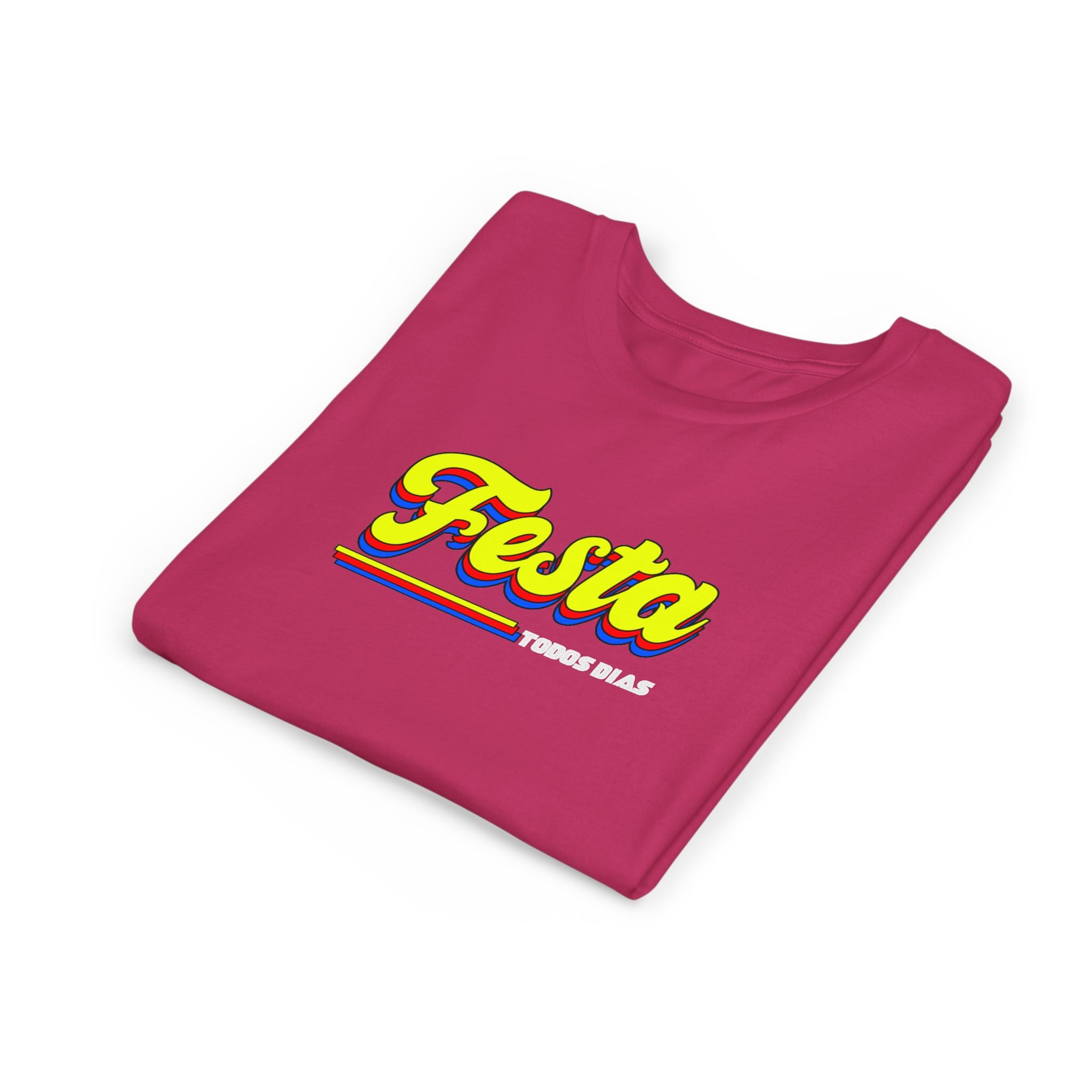 Festa Youth Tee — Bright Retro "Festa Todos Dias" Kids Shirt
