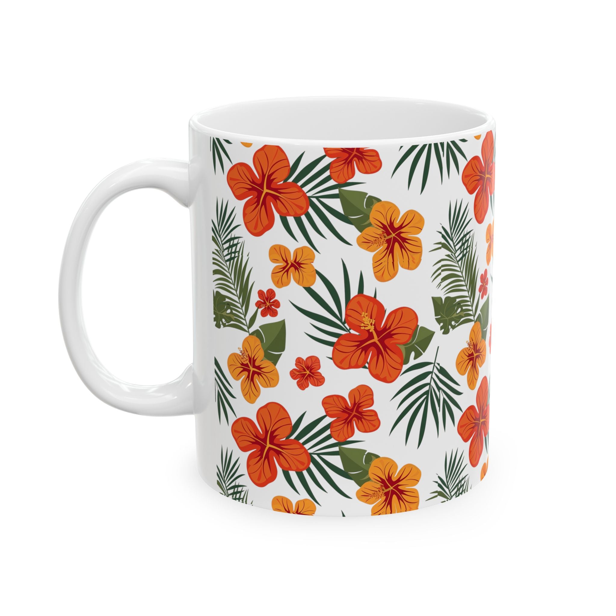 Tropical Floral Ceramic Mug, Perfect for Home or Office, Gift for Plant Lovers, Coffee Lover, Mother's Day, Summer Vibes