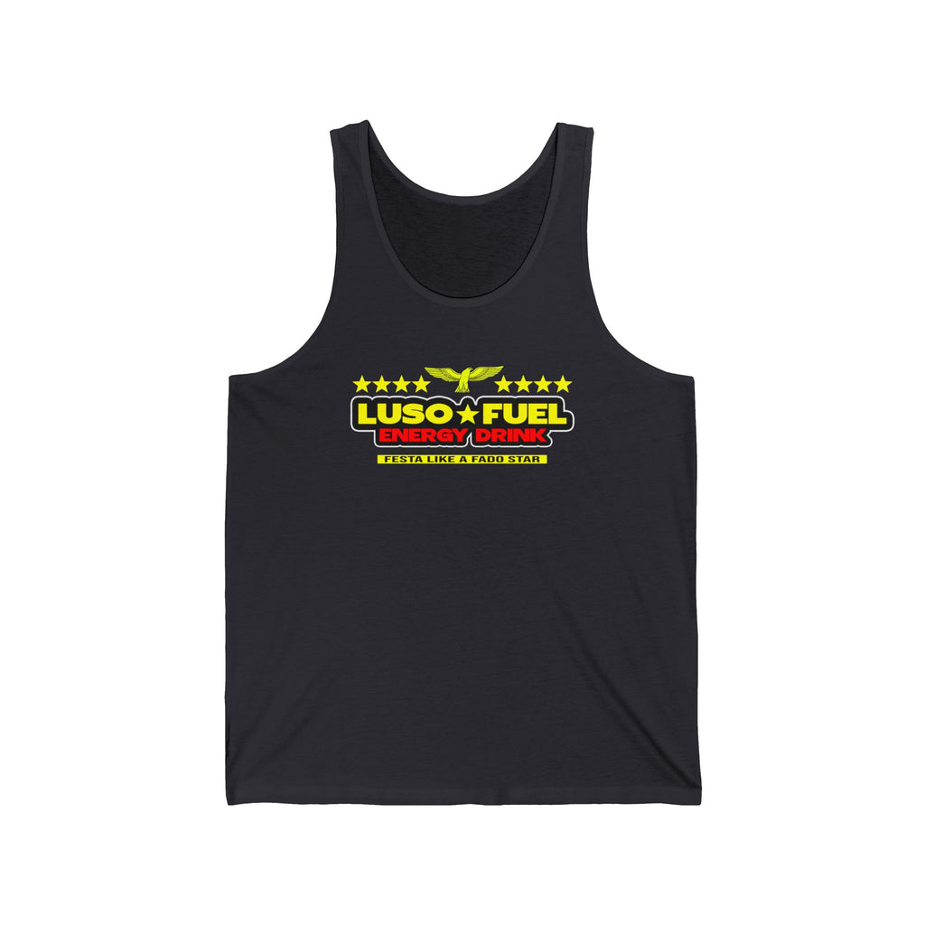 Luso Fuel Energy Drink Unisex Jersey Tank, Fitness Apparel, Summer Top, Workout Shirt, Gifts for Athletes, Gym Wear