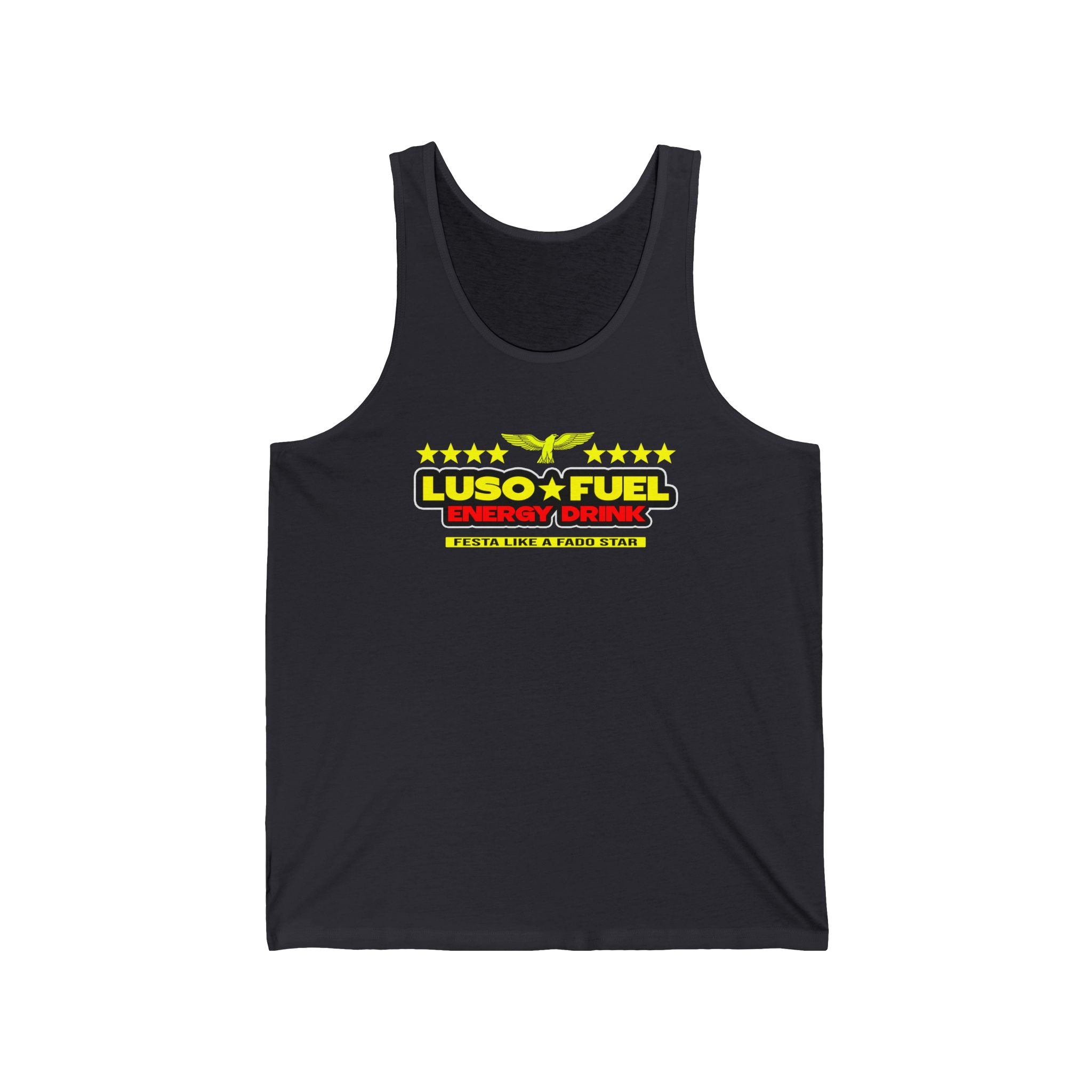 Luso Fuel Energy Drink Unisex Jersey Tank, Fitness Apparel, Summer Top, Workout Shirt, Gifts for Athletes, Gym Wear