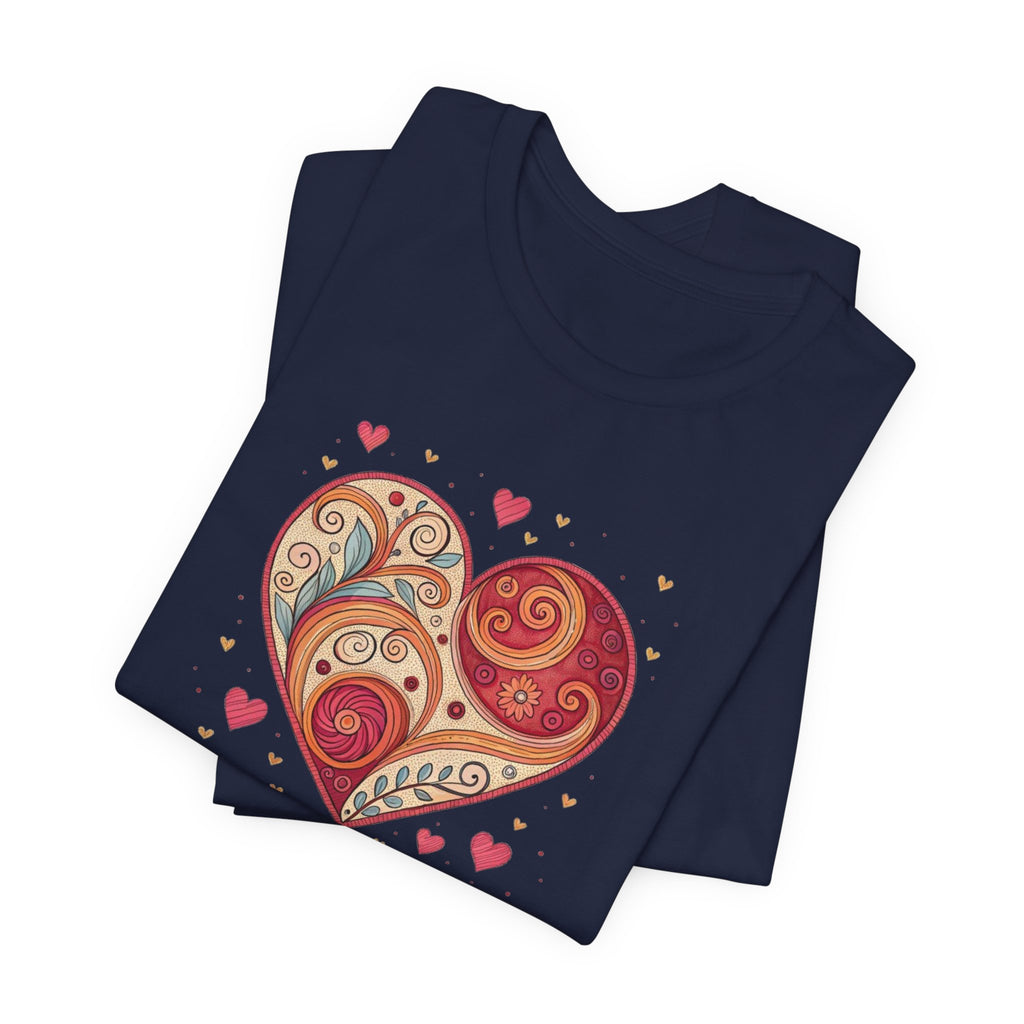 Heart Paisley T-Shirt — Boho Floral Love Tee for Valentine’s Day