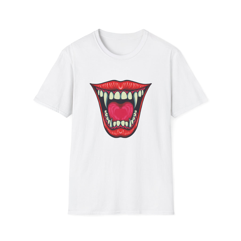 Bold Graphic Tee with Mouth Design, Unique Gift for Creative Souls, Statement Shirt for Parties, Unisex Softstyle T-Shirt, Casual Wear,