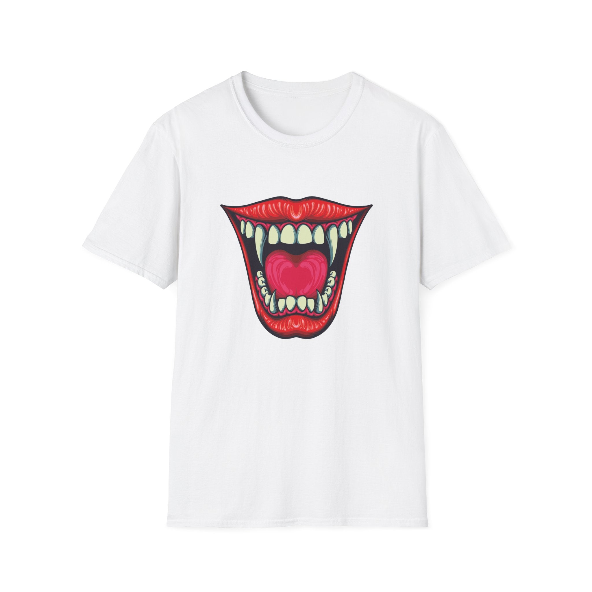 Bold Graphic Tee with Mouth Design, Unique Gift for Creative Souls, Statement Shirt for Parties, Unisex Softstyle T-Shirt, Casual Wear,