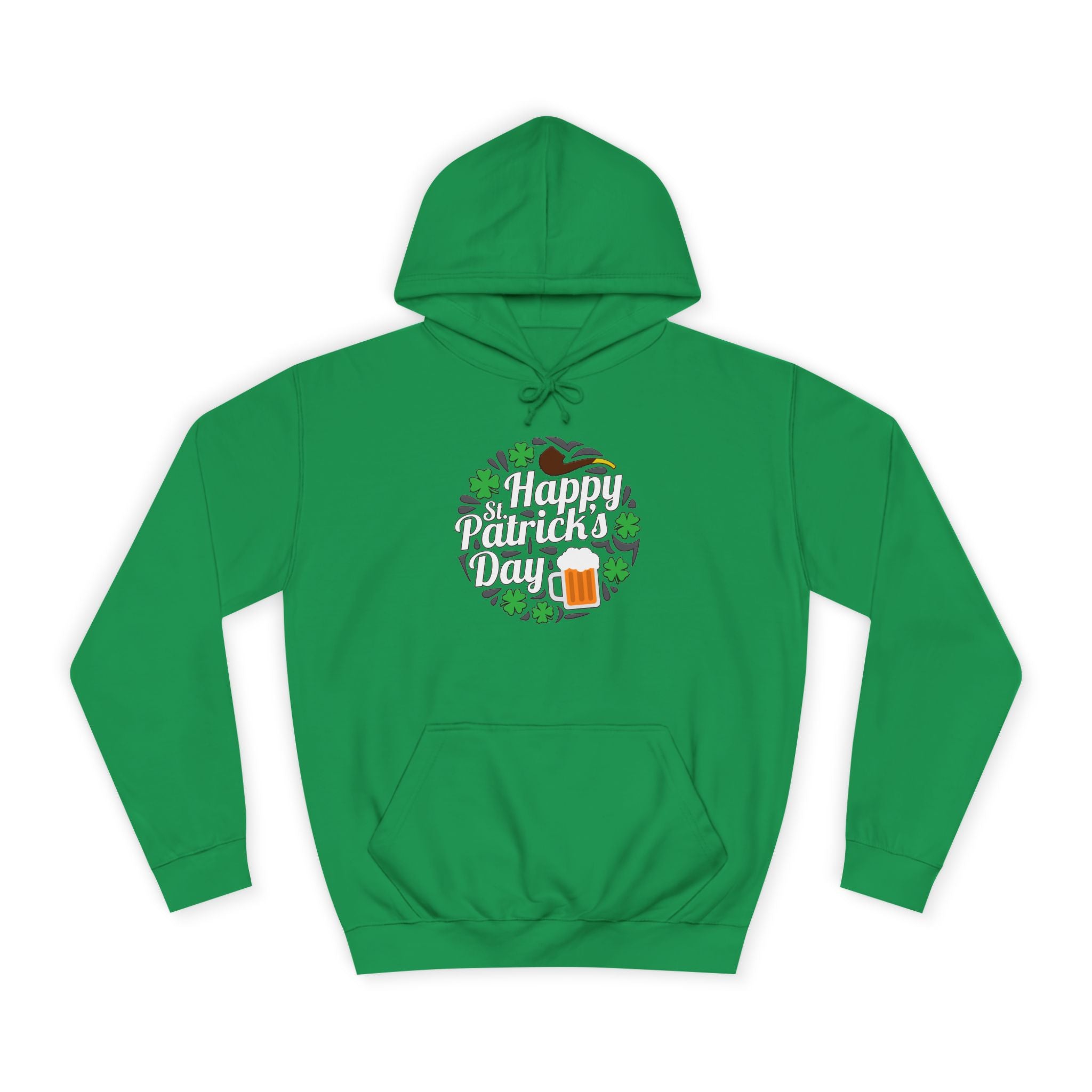 St. Patrick's Day Unisex College Hoodie, Irish Holiday Apparel, Lucky Clover Sweatshirt, Beer Lover Gift, Cozy St. Pat's Outfit