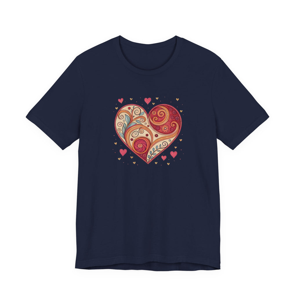 Heart Paisley T-Shirt — Boho Floral Love Tee for Valentine’s Day