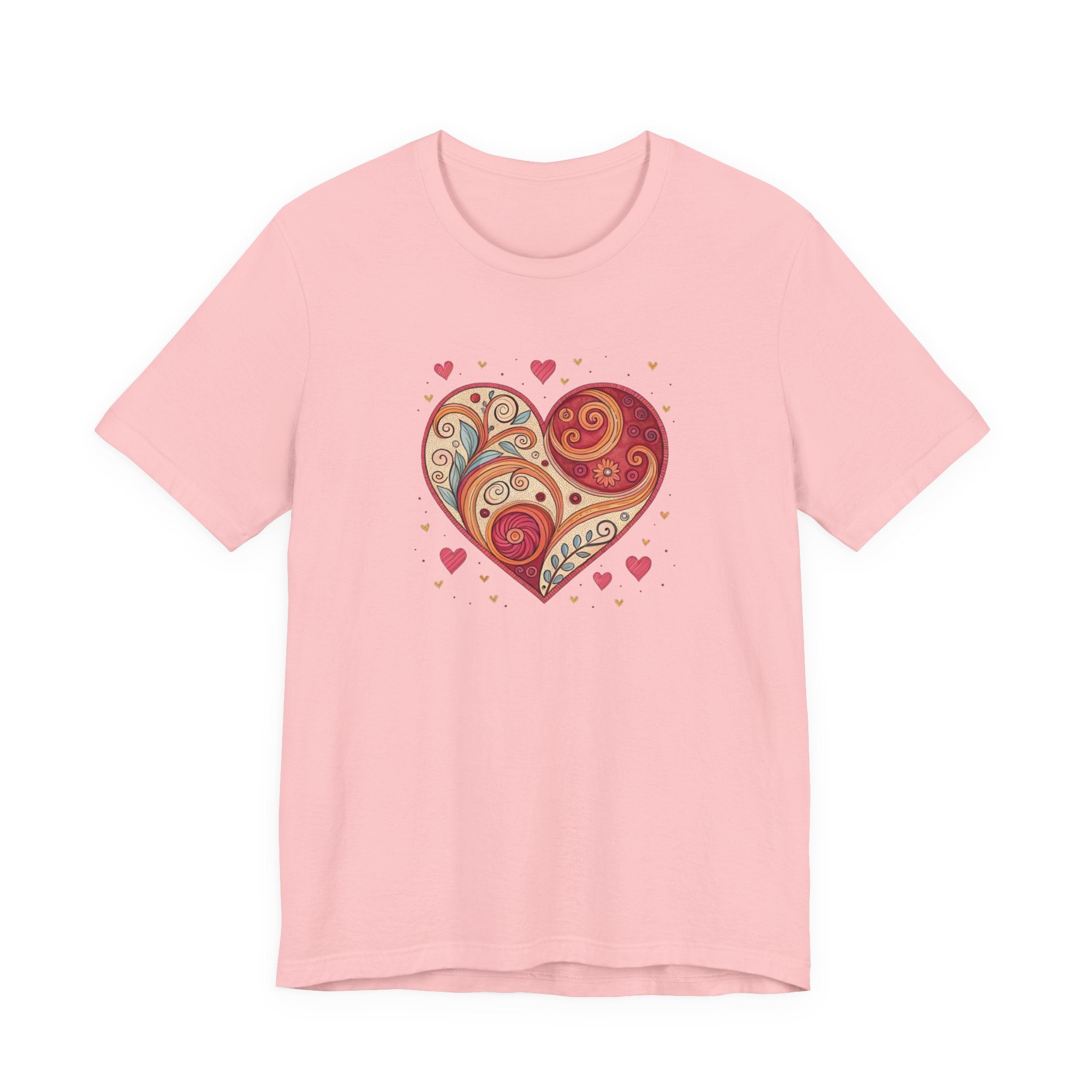 Heart Paisley T-Shirt — Boho Floral Love Tee for Valentine’s Day