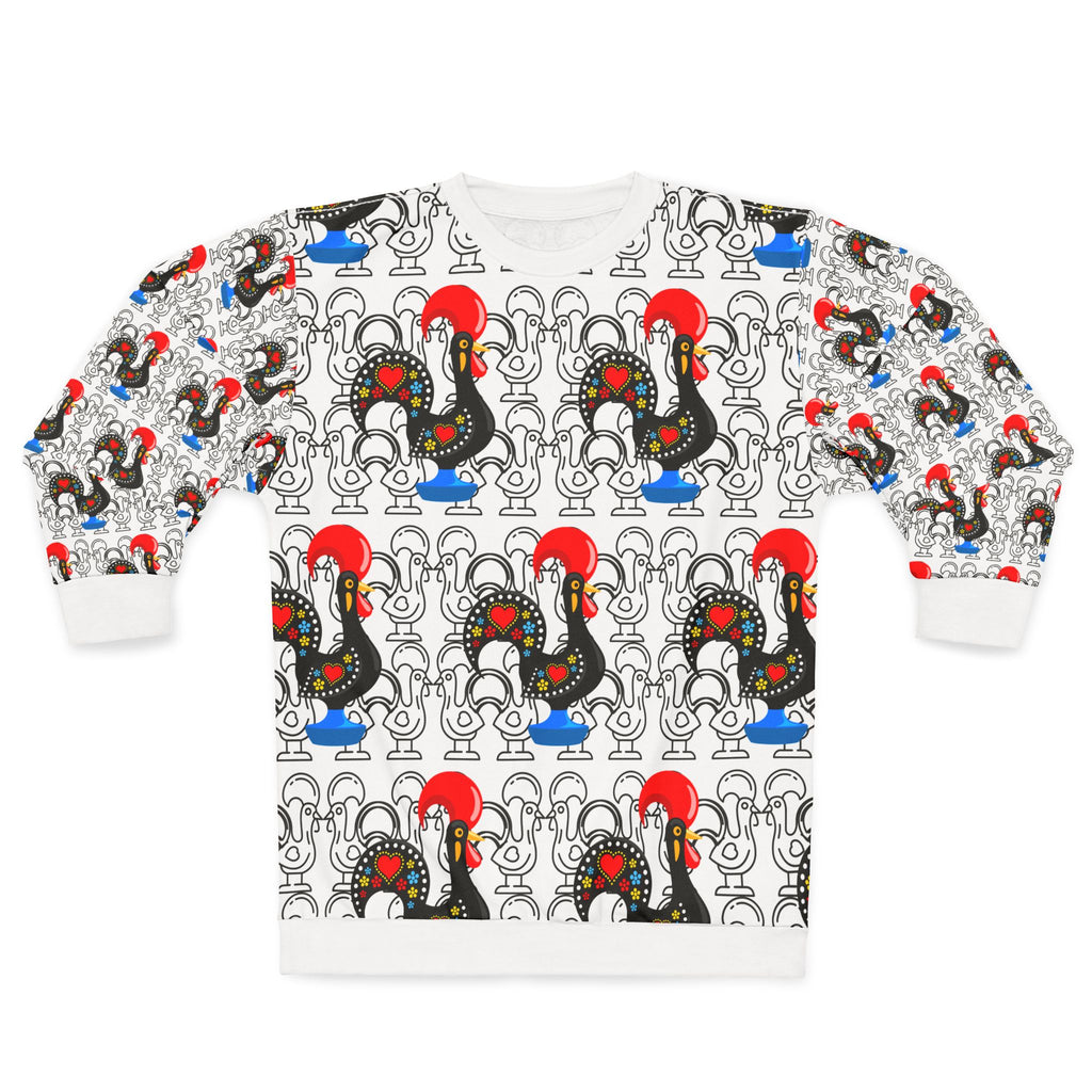 Galo de Barcelos Pattern Sweatshirt — Portuguese Rooster All-Over Print