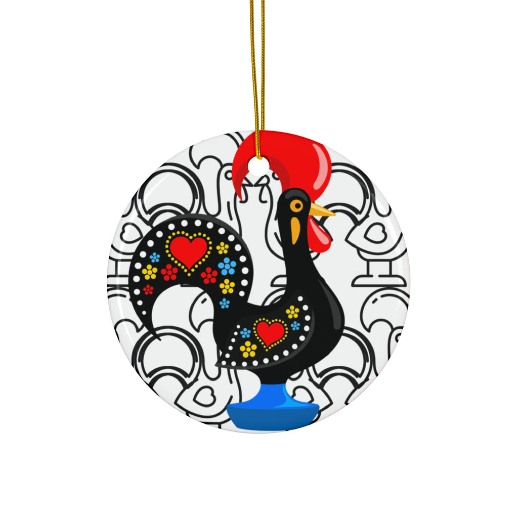 Colorful Barcelos Rooster Ceramic Ornament Set