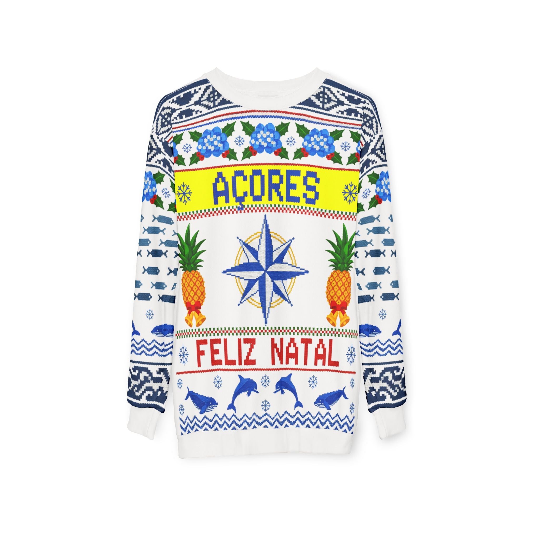 Azores 'Feliz Natal' Holiday Sweater — Nautical Compass & Pineapple Ugly Christmas Sweater