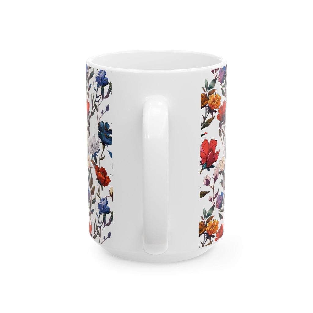 Floral Design Ceramic Mug, Beautiful Gift for Tea Coffee Lovers, Perfect for Mother's Day, Birthdays, Home Decor, 11oz & 15oz