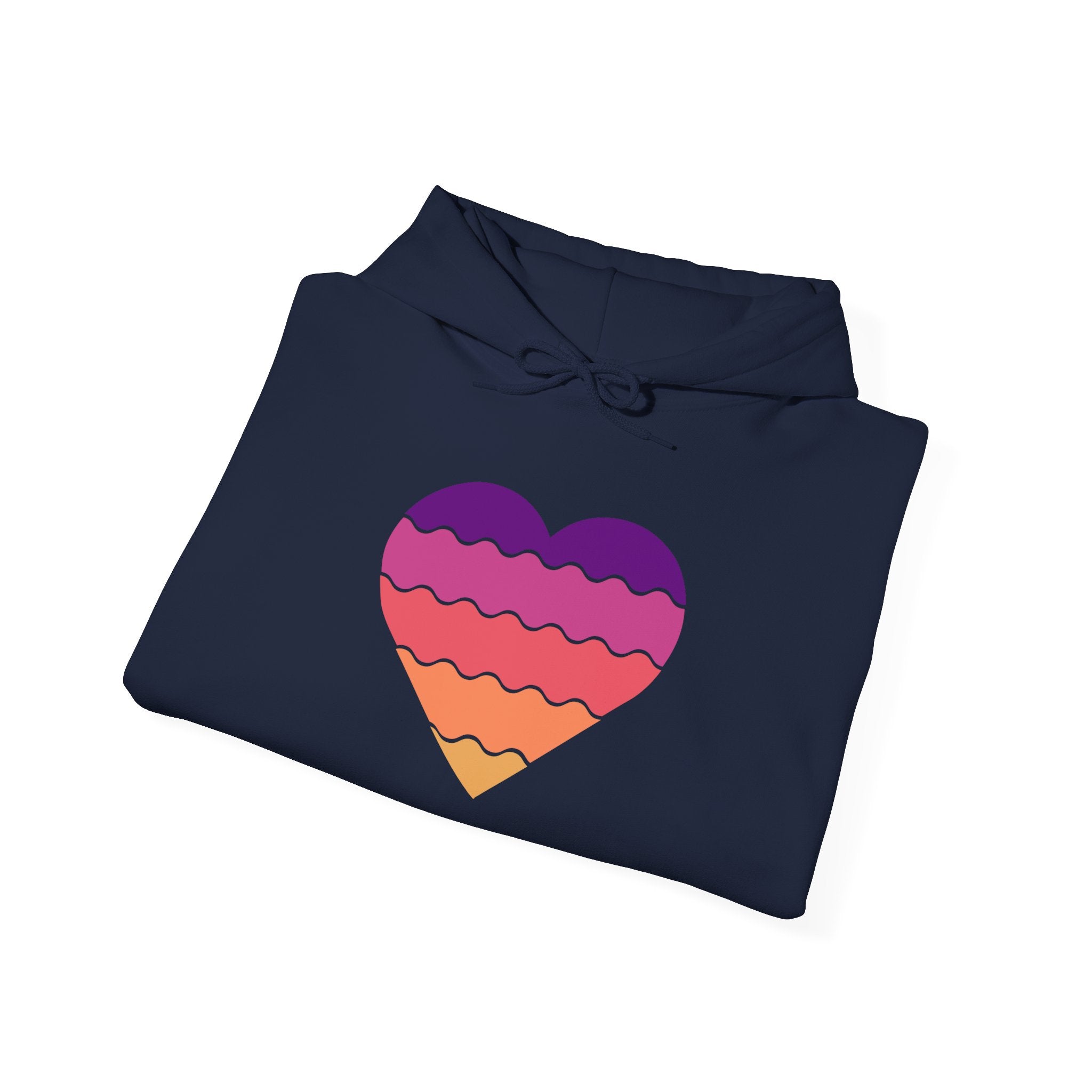 Ocean Sunset Heart Unisex Hooded Sweatshirt, Cozy Pullover, Summer Vibes, Gift for Him/Her, Relaxed Style, Casual Wear
