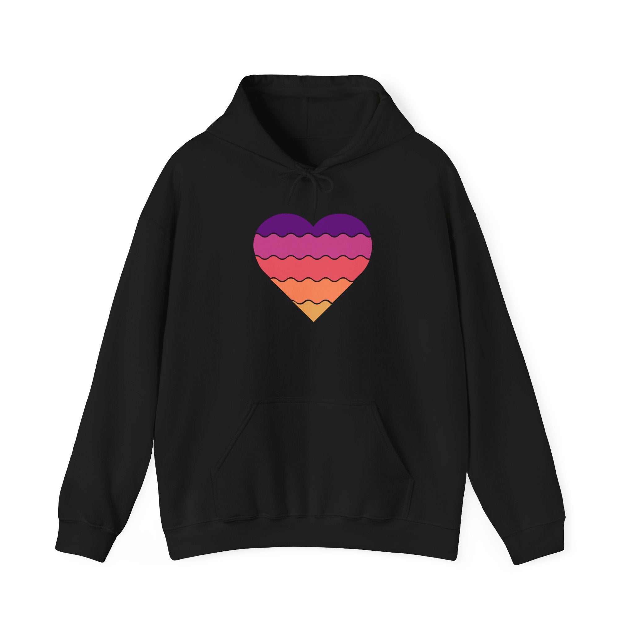 Ocean Sunset Heart Unisex Hooded Sweatshirt, Cozy Pullover, Summer Vibes, Gift for Him/Her, Relaxed Style, Casual Wear