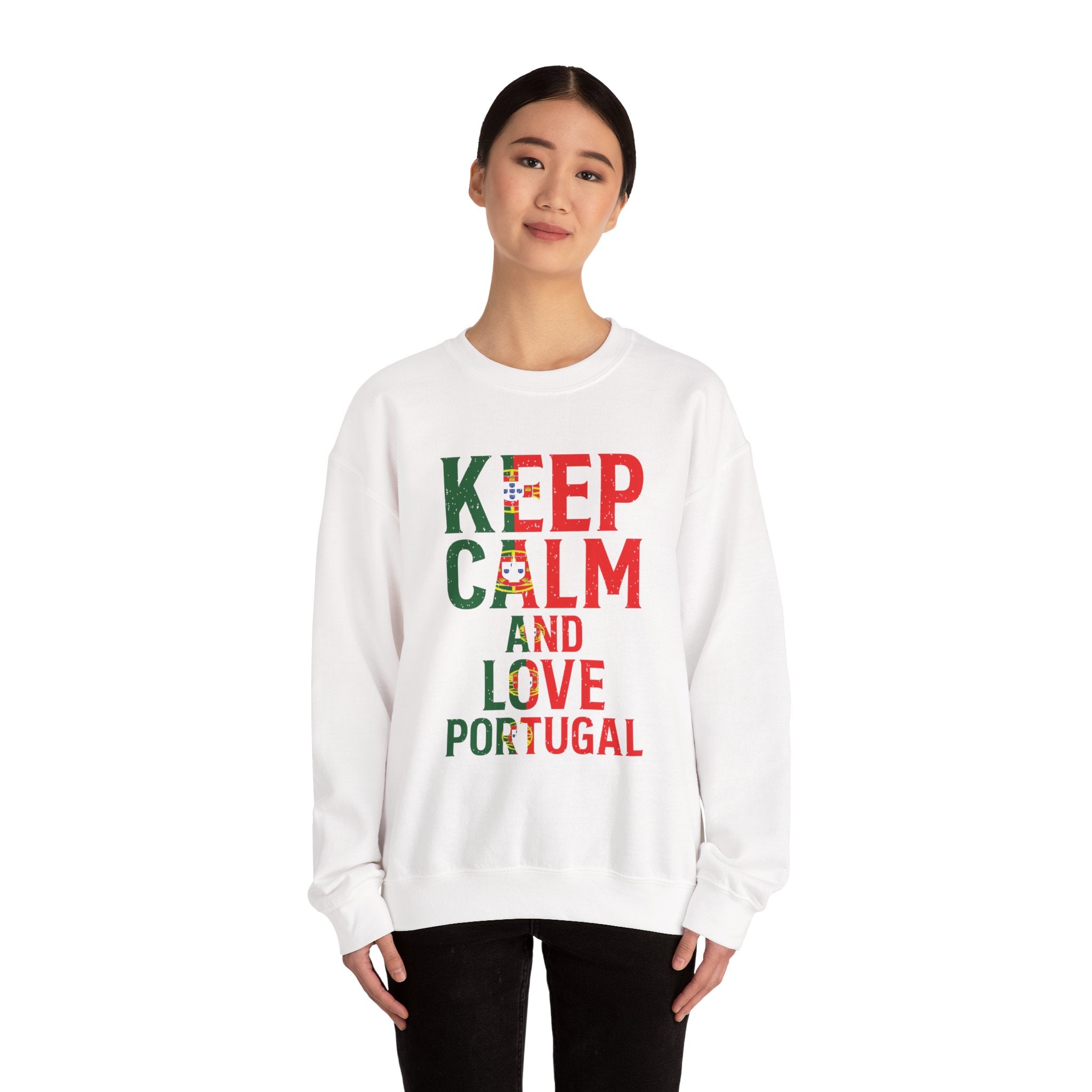 Keep Calm and Love Portugal Sweatshirt, Cozy Crewneck for Portugal Lovers, Great for Travel, Holidays, Birthdays, Gift