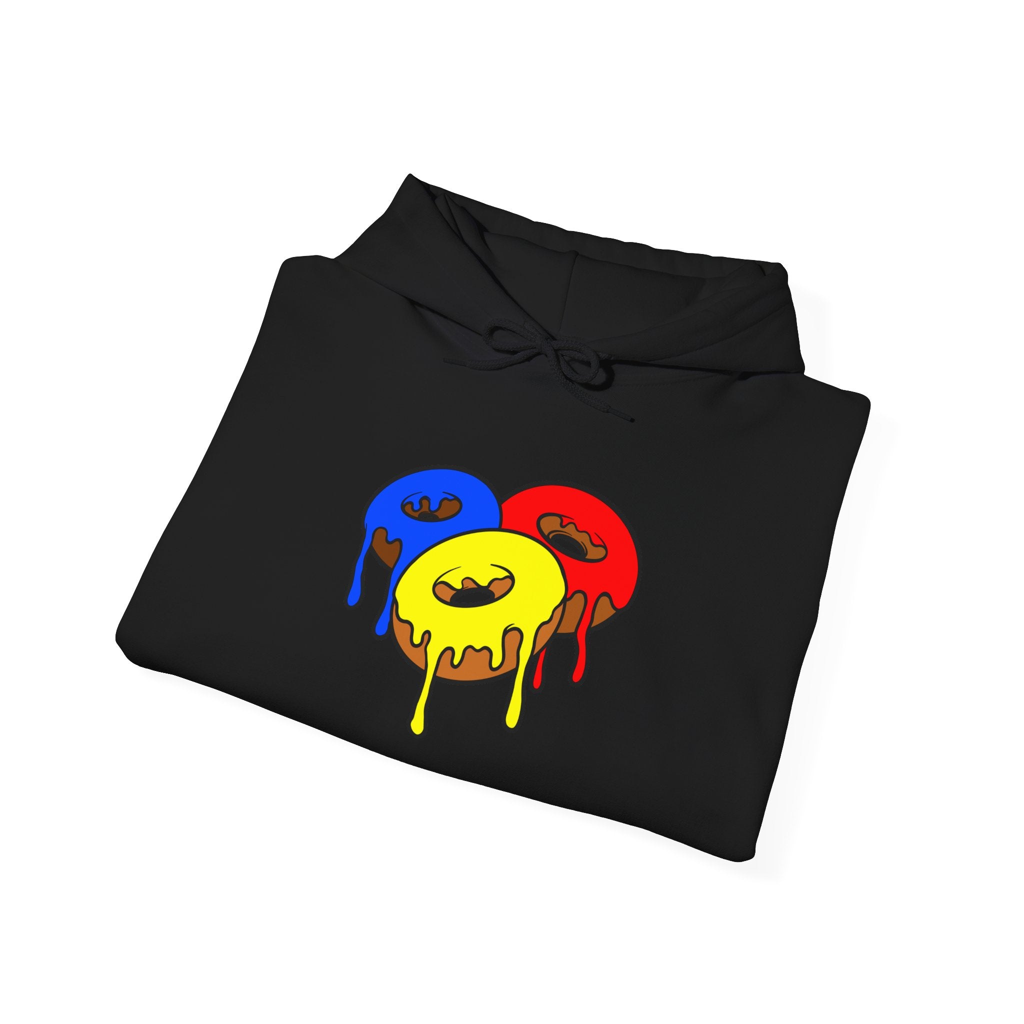 Colorful Dripping Donut Unisex College Hoodie, Fun and Trendy Sweatshirt, Great for Students, Casual Wear, Gift Idea