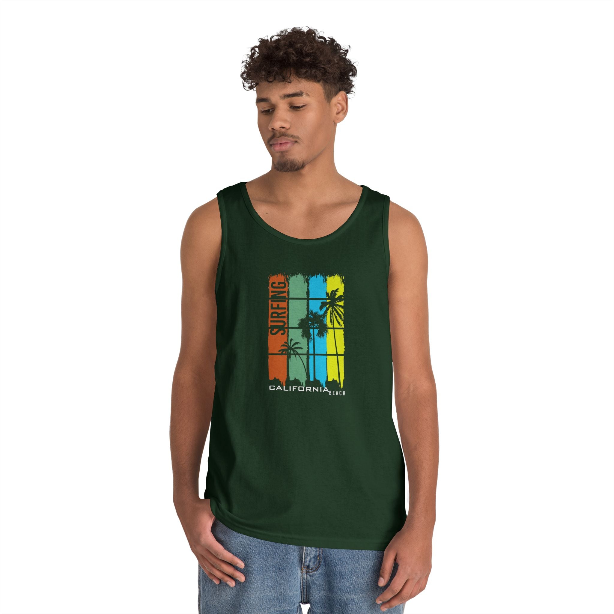 Surf Vibe Unisex Heavy Cotton Tank Top - Perfect for Summer, Beach Days, Relaxation, Surfing, Pool Parties, Vacation Wear