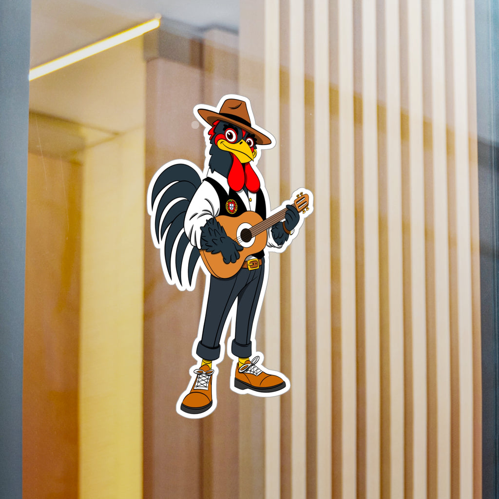Fado Rooster Musician Vinyl Decal | Fun Wall Decoration, Cool Laptop Sticker, Unique Gift for Musicians, Chicken Lover Decor