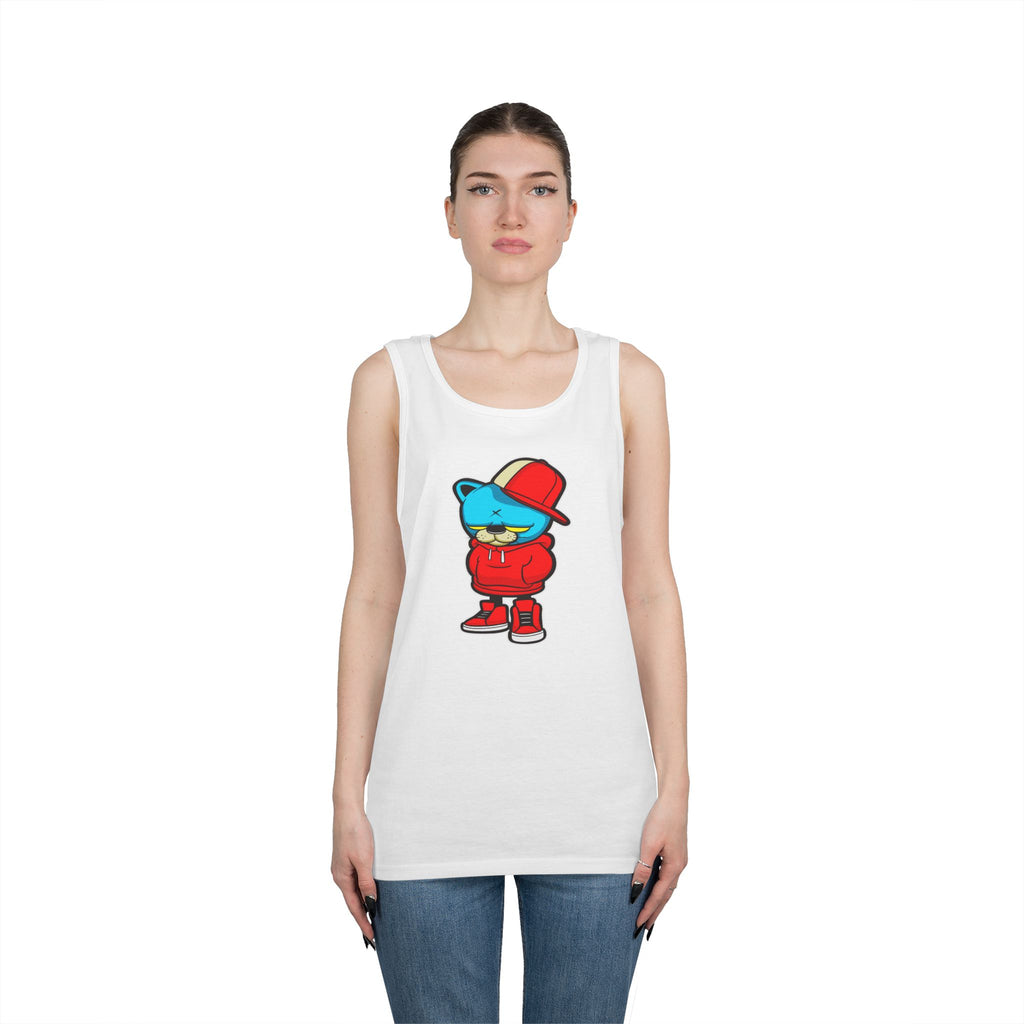 Cool Urban Bear Unisex Heavy Cotton Tank Top, Casual Streetwear, Summer Outfit, Gift for Friends, Cool Graphic Tee