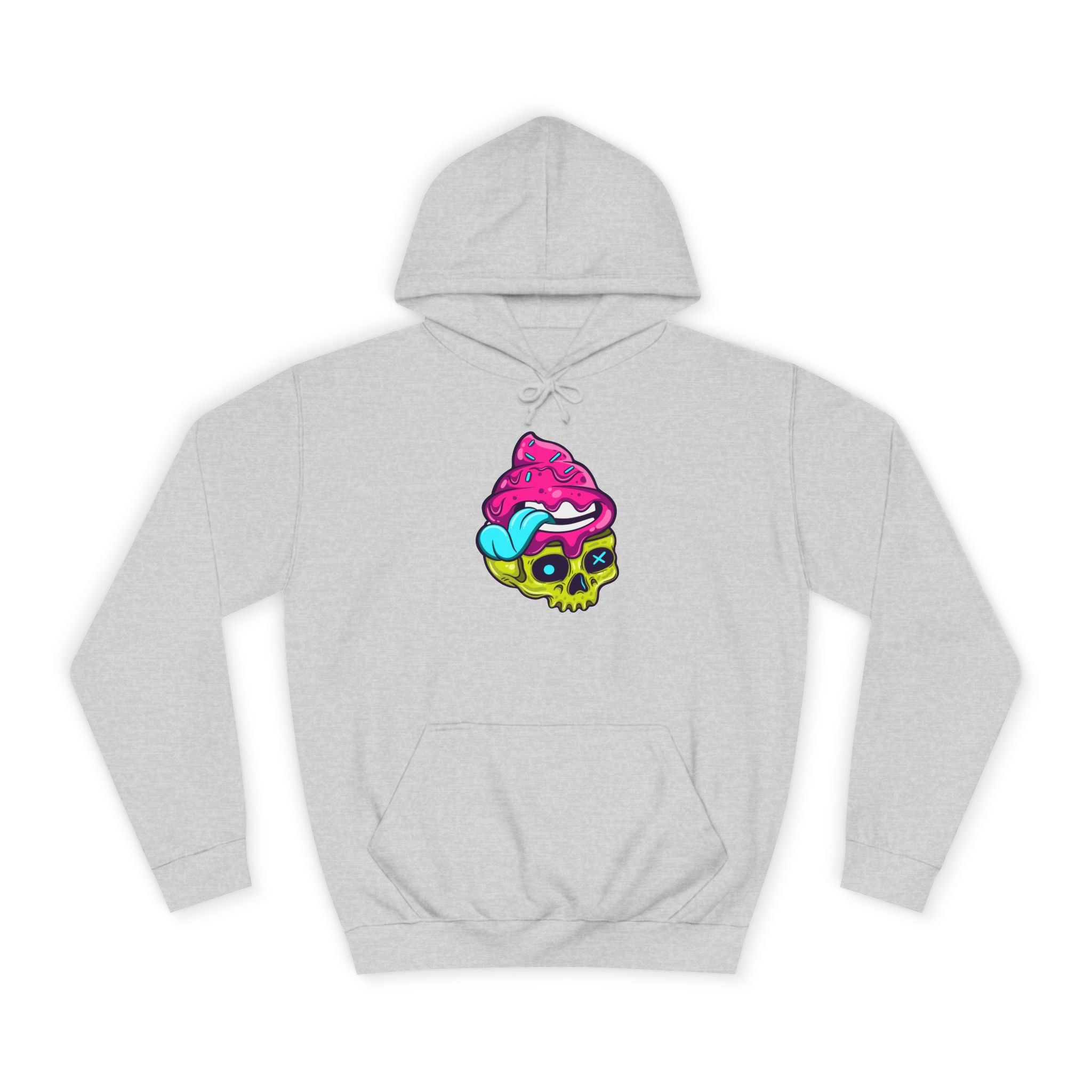 Colorful Skull Ice Cream Unisex College Hoodie, Trendy Streetwear, Casual Gift for Students, Halloween, Unique Fashion Statement