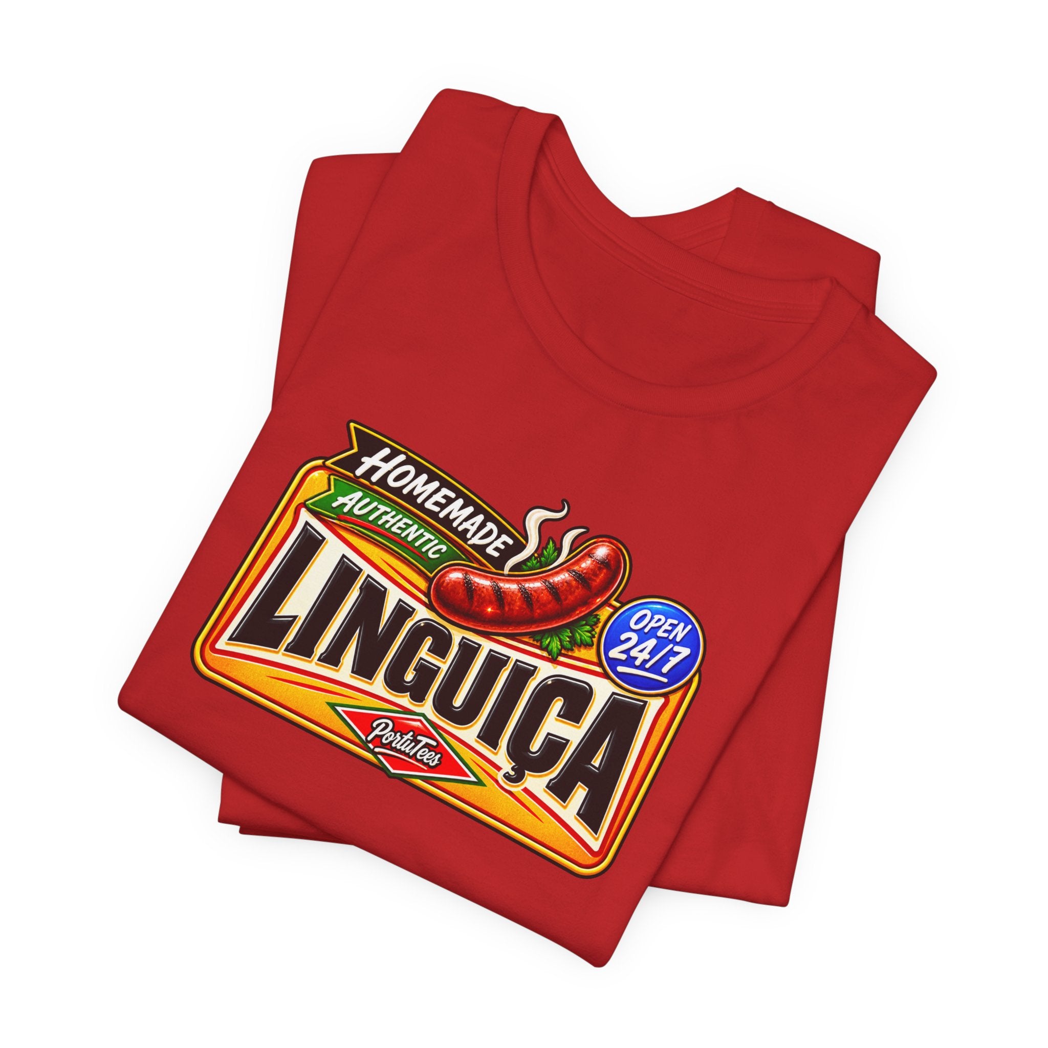 Linguica Sausage Vintage Label Tee — Homemade Authentic 24/7 Graphic T-Shirt