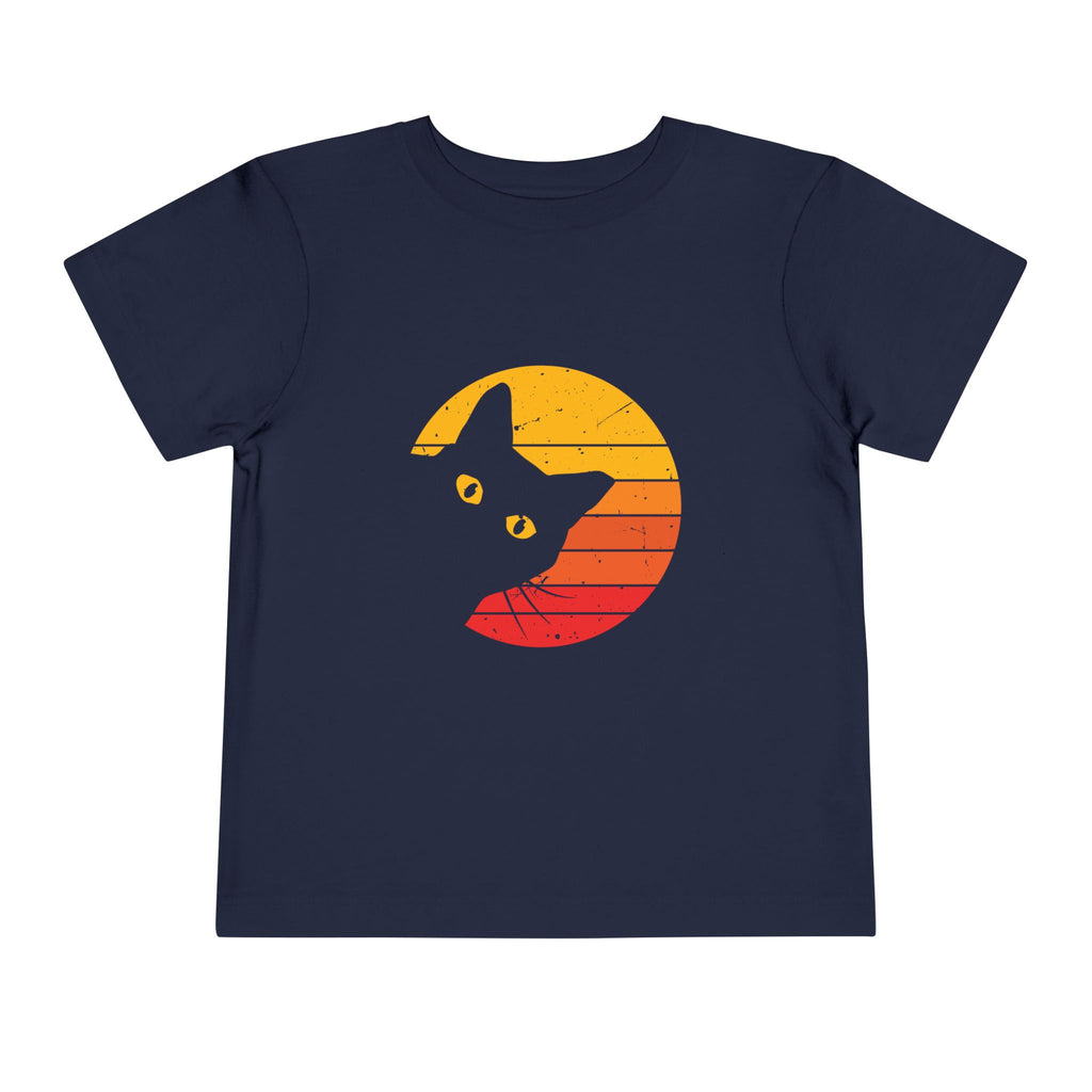Sunset Cat Toddler Tee - Cute Cat Shirt, Kids Summer Tee, Playful Gift for Cat Lovers, Birthday Gift, Cozy Everyday Wear