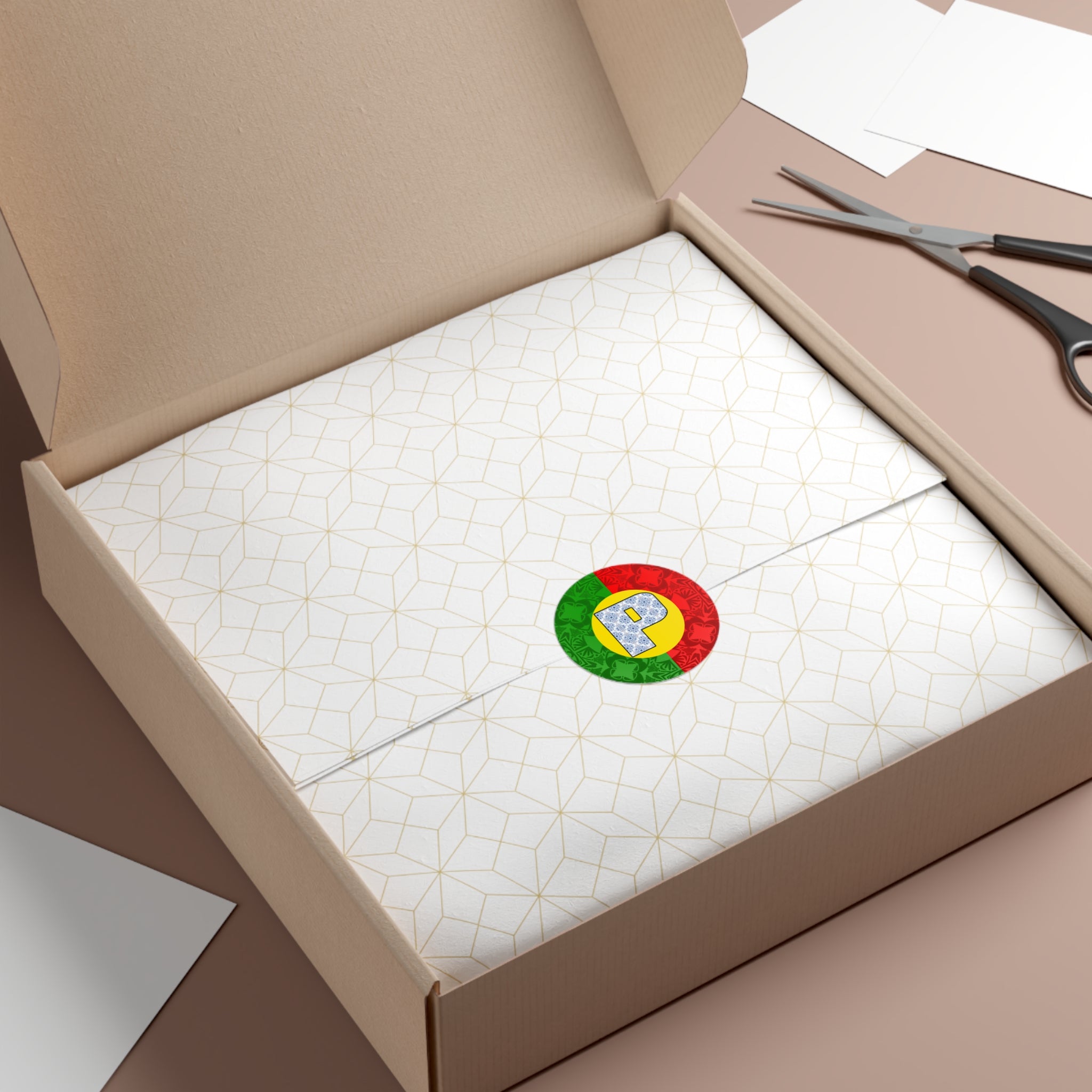 Colorful 'P' for Portugal Round Vinyl Stickers | Fun Decor, Kids' Room, Party Favors, Scrapbooking, Customizable Supplies