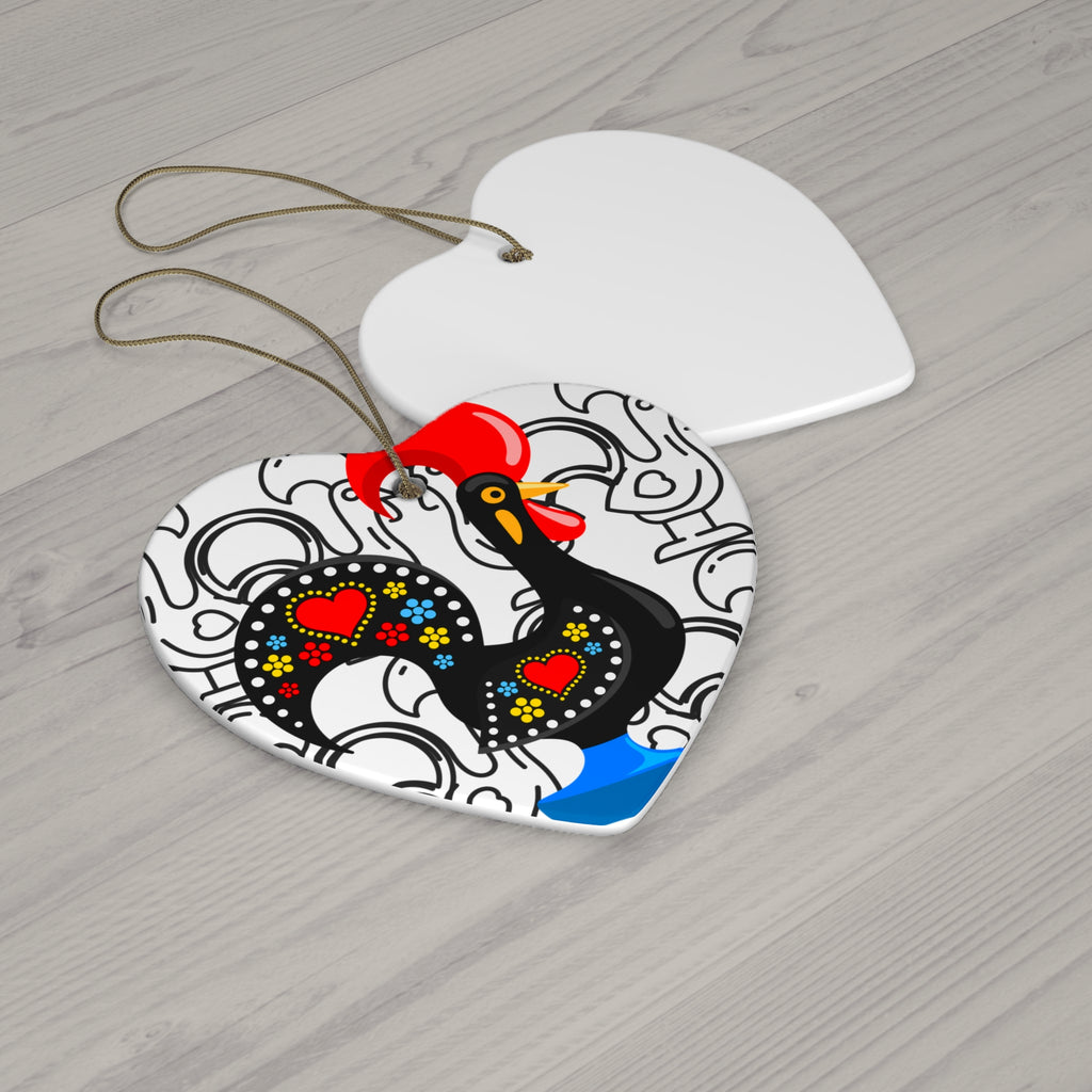 Colorful Barcelos Rooster Ceramic Ornament Set