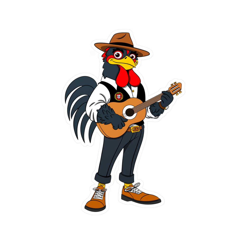 Fado Rooster Musician Vinyl Decal | Fun Wall Decoration, Cool Laptop Sticker, Unique Gift for Musicians, Chicken Lover Decor