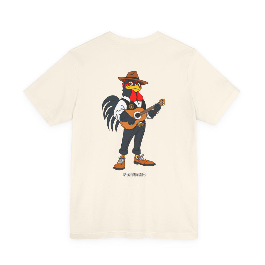 Fado Rooster Music Tee | Unisex Jersey Short Sleeve Tee, Funny Animal Shirt, Gift for Musicians, Casual Style, Chicken Lover Apparel,