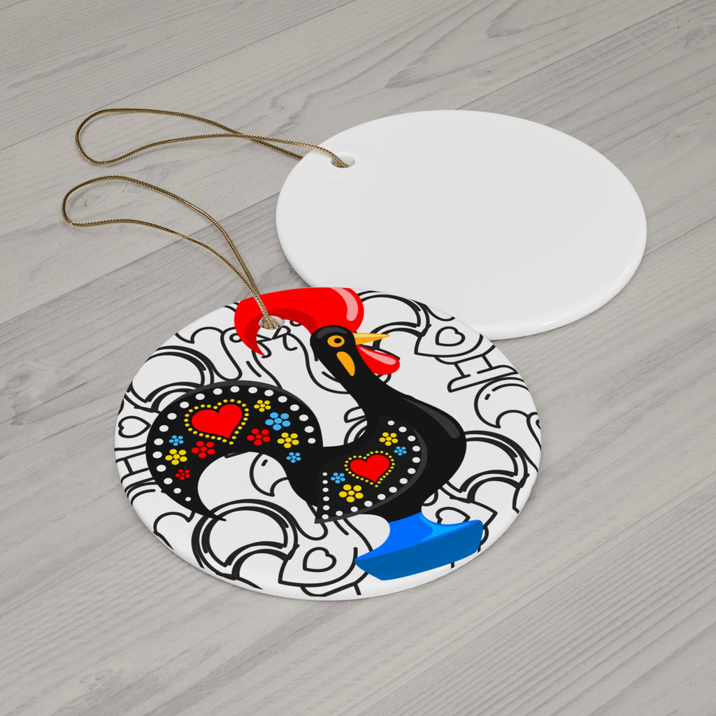 Colorful Barcelos Rooster Ceramic Ornament Set
