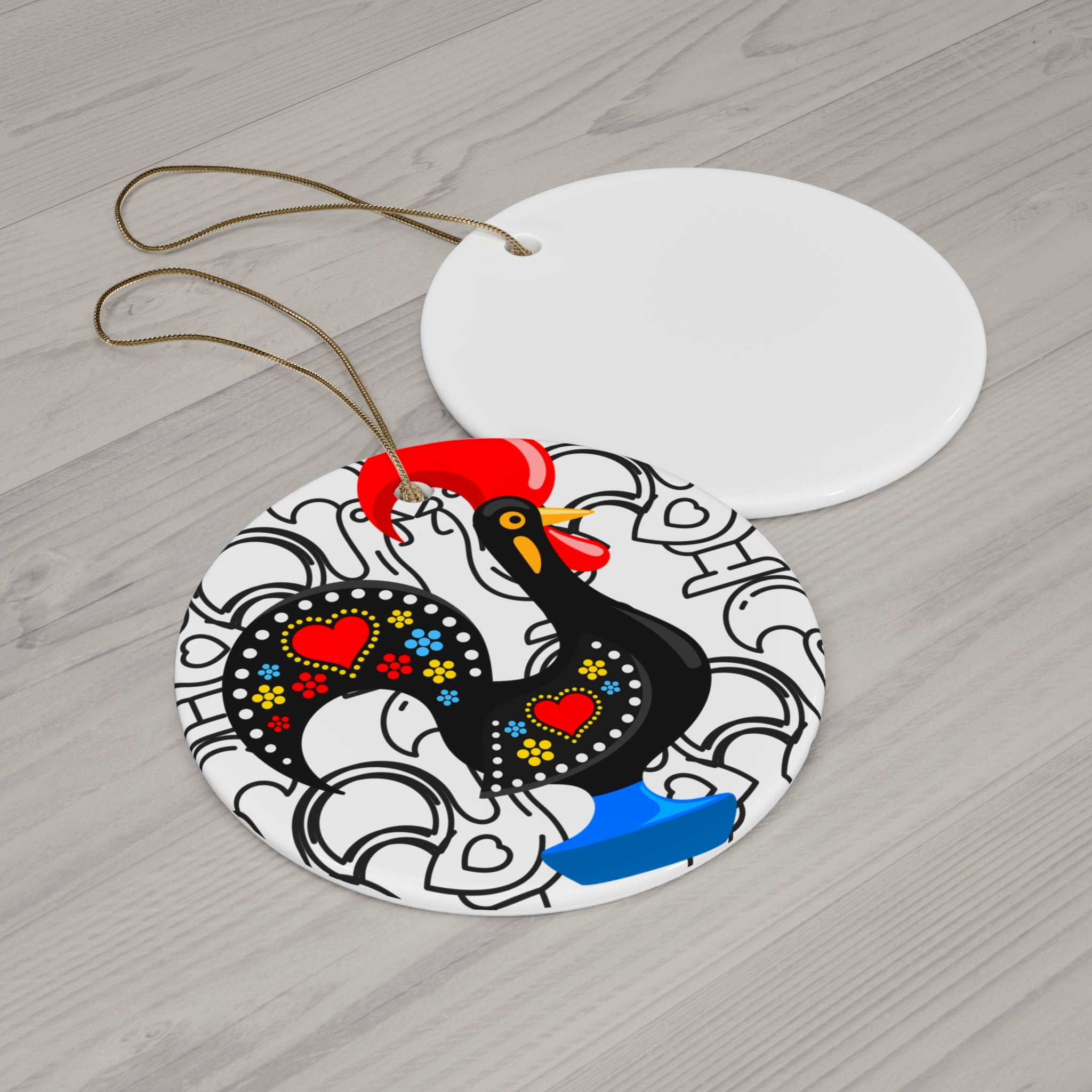 Colorful Barcelos Rooster Ceramic Ornament Set