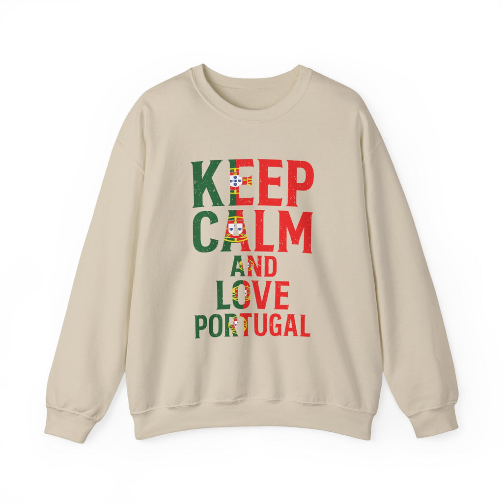 Keep Calm and Love Portugal Sweatshirt, Cozy Crewneck for Portugal Lovers, Great for Travel, Holidays, Birthdays, Gift