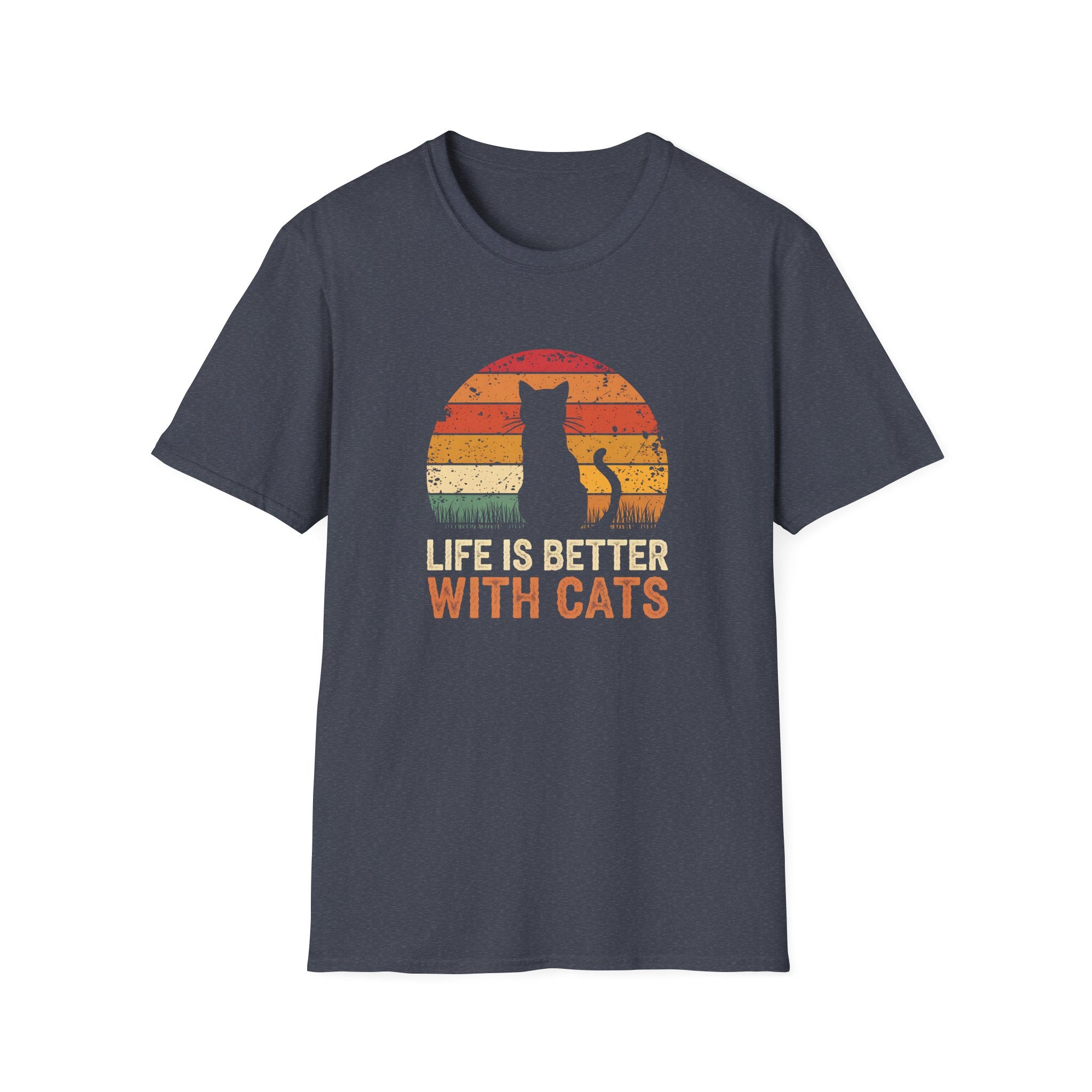 Life is Better with Cats Unisex T-Shirt, Cat Lover Gift, Pet Owner Tee, Cozy Cotton Shirt for Cat Lovers, Fun Vintage Design